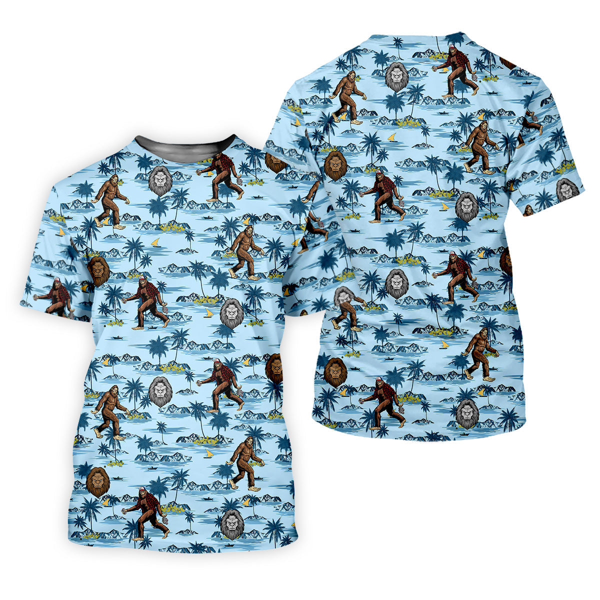 Blue Funny Sasquatch Tropical Golf Shirts, Ladies Golf Shirts, Golfing Apparel, Women's Polo Shirt