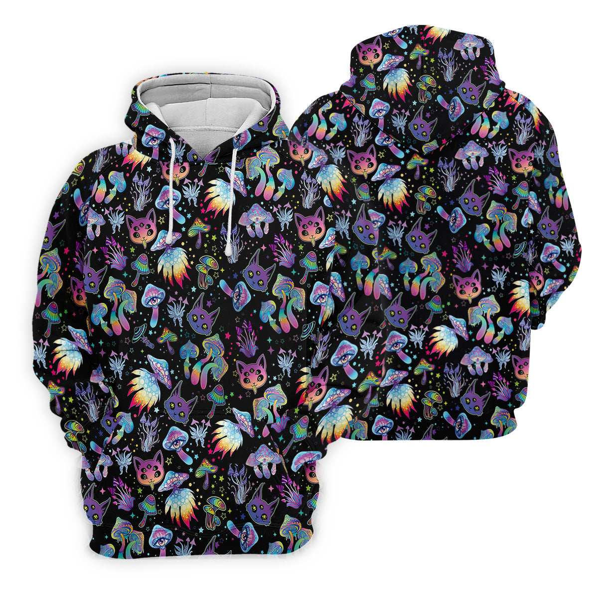 Funny Neon Cat Alien Mushroom Women Golf Shirt, Cute Golf Outfit, Ladies Golf Polos, Golfing Apparel