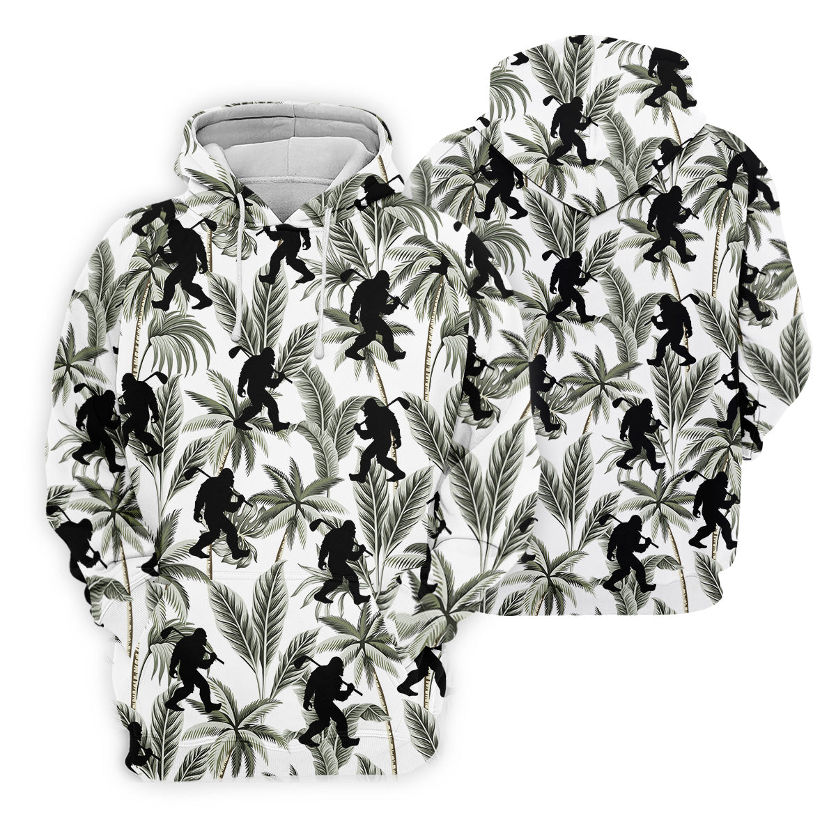 Funny Bigfoot Tropical Palm Leaves Golf Shirt For Women, Ladies Sleeveless Polo, Ladies Golf Shirts