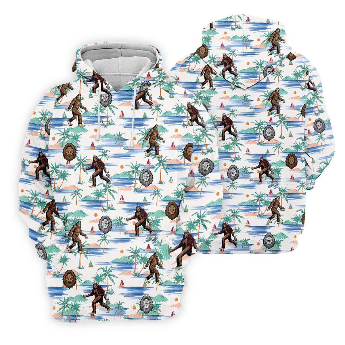 White And Blue Funny Sasquatch Tropical Golf Shirts, Funny Golf Shirts Women, Ladies Golf Shirts, Golfing Apparel