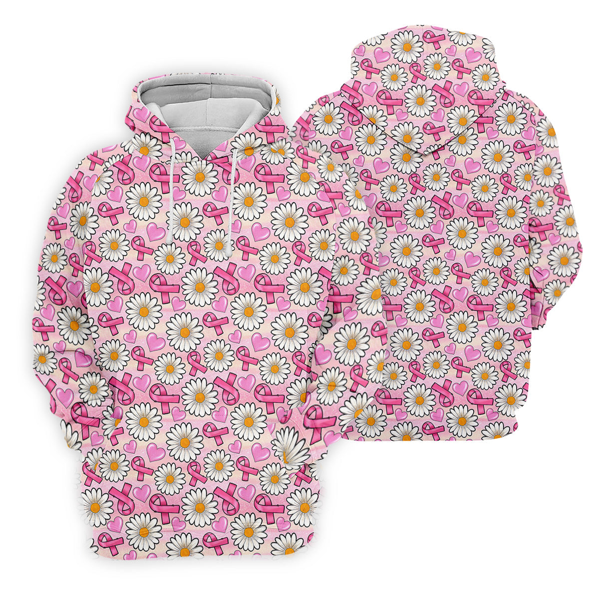 Daisy Pink Breast Cancer Golf Shirt, Women's Long Sleeve Golf Shirts, Ladies Golf Tops, Ladies Golf Polos