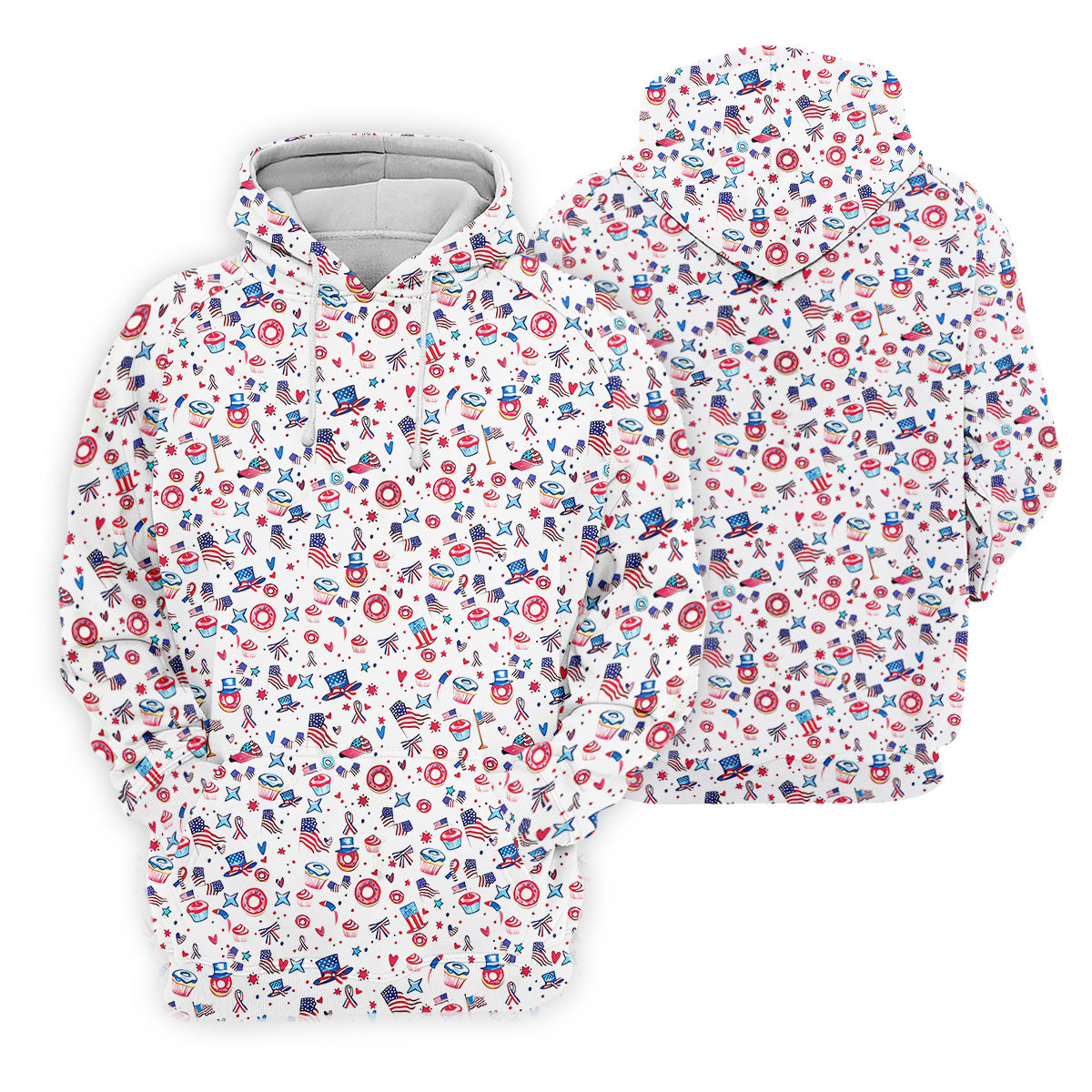 American Flag Donut Pattern Fun Women's Golf Shirts, Ladies Patriotic Golf Shirts, Women's Polo Shirt