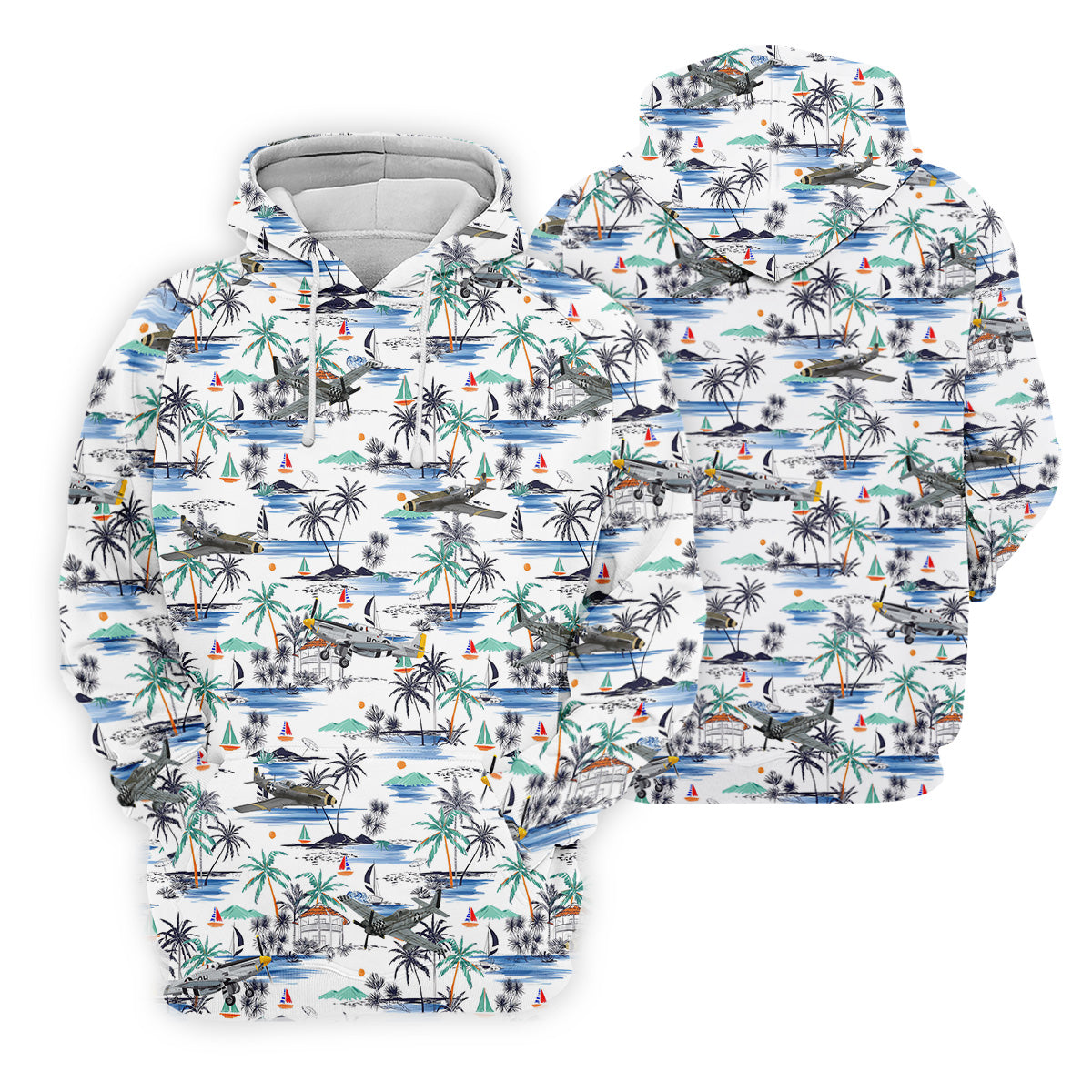 Light Blue Airplane Tropical Golf Shirts, Ladies Sleeveless Polo, Gifts For Golf Lovers, Women's Golf Shirts