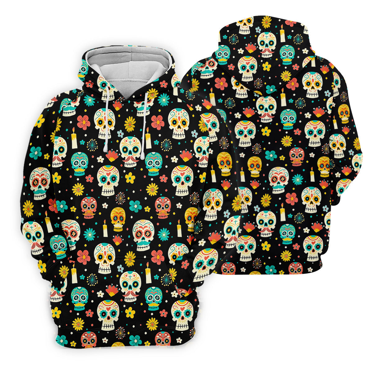 Cartoon Sugar Skull Mexican Day of the Dead Golf Shirt, Ladies Sleeveless Tops, Women's Golf Shirts
