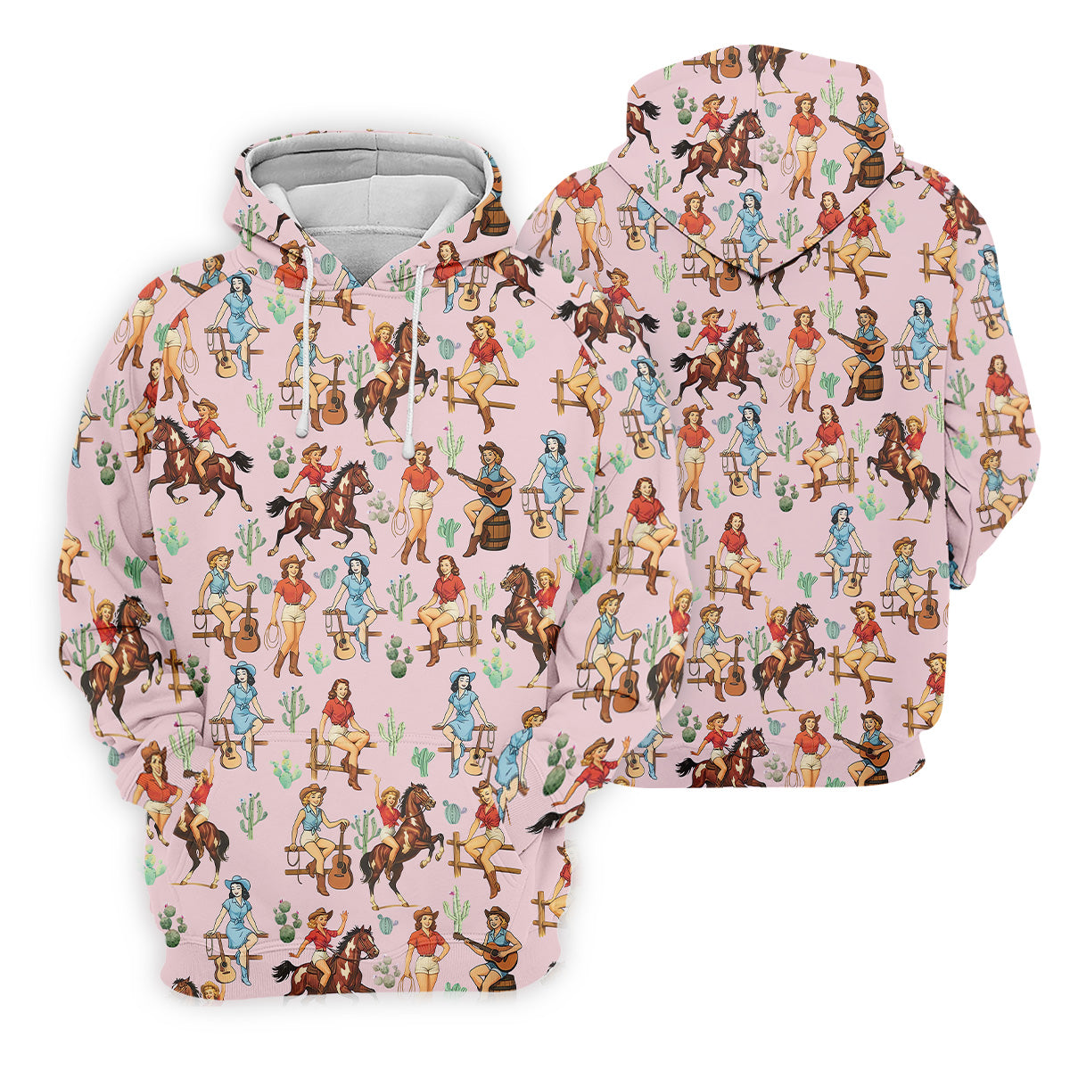Cowgirl Sleeveless Womens Golf Shirts, Western Golf Shirts Women, Pink Golf Shirt, Ladies Golf Shirts