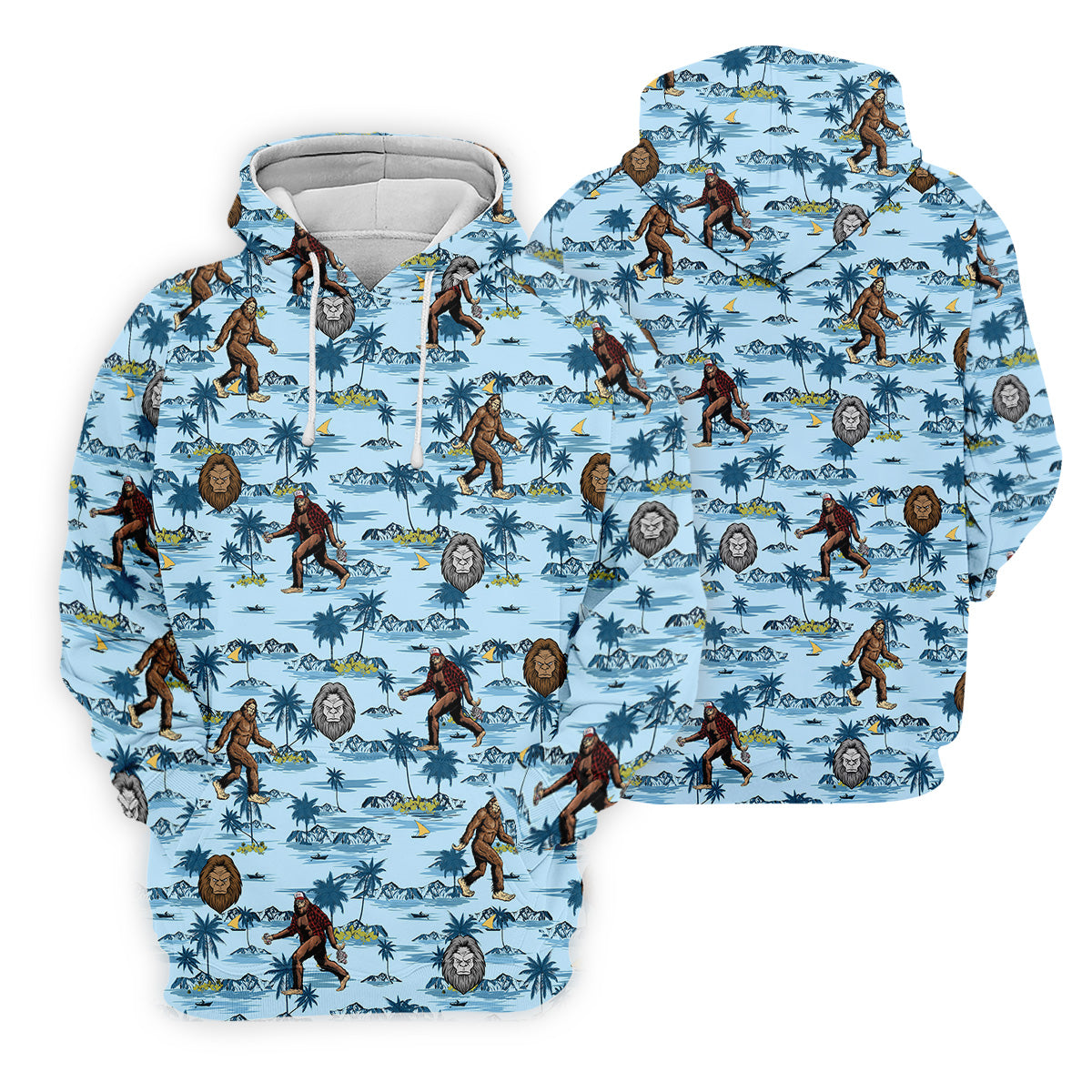 Blue Funny Sasquatch Tropical Golf Shirts, Ladies Golf Shirts, Golfing Apparel, Women's Polo Shirt