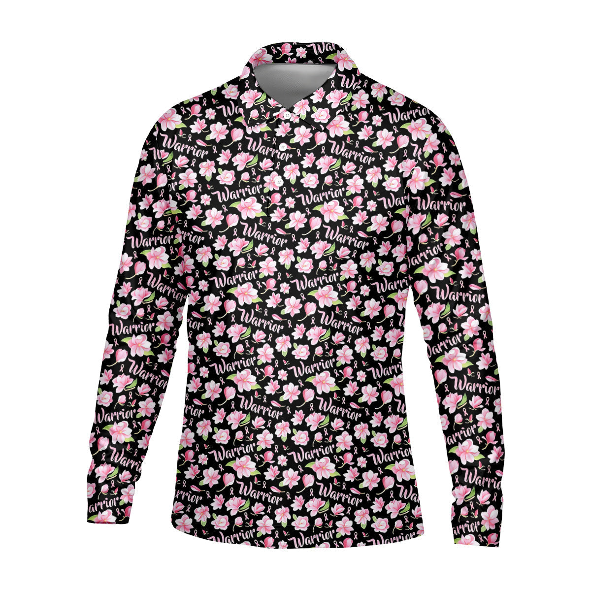 Warrior Pink Ribbons Floral Breast Cancer Golf Shirt, Polo ShirtFor Men, Golfing Apparel