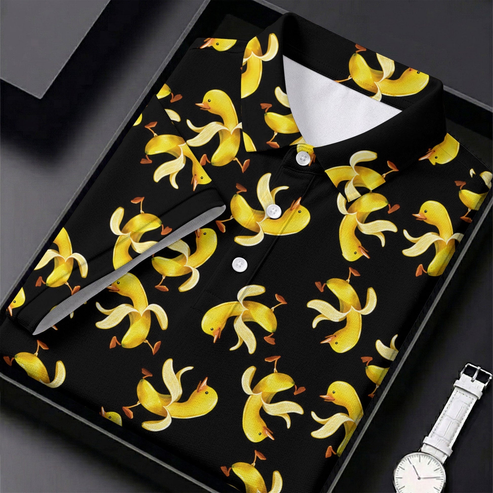Banana Duck Hawaiian Golf Shirt, Fun Women's Golf Shirts, Ladies Golf Polos