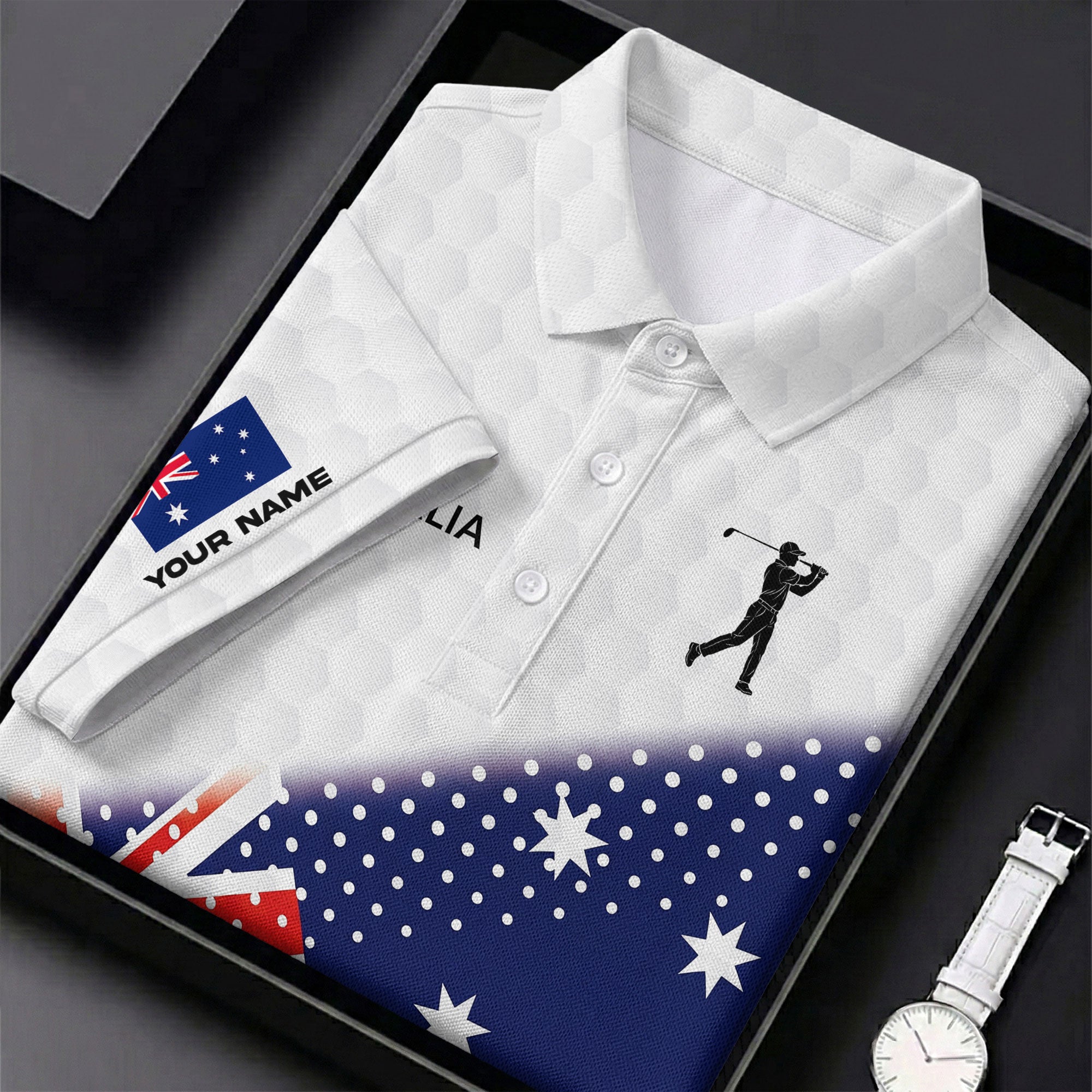 Golf Ball Pattern Australia Flag Print Ladies Golf Tops Australia, Golf Shirt For Women