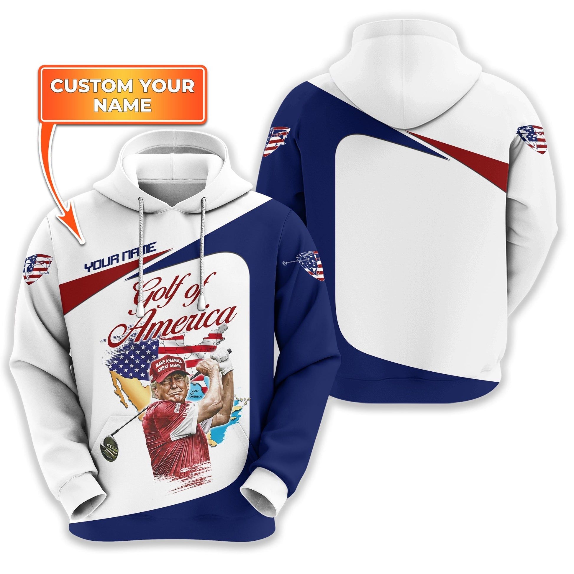 Trump Golf Of America Custom Men's Golf Polo ShirtGolfing Apparel, Gift For Golfers, US 250th Anniversary Golf Shirt