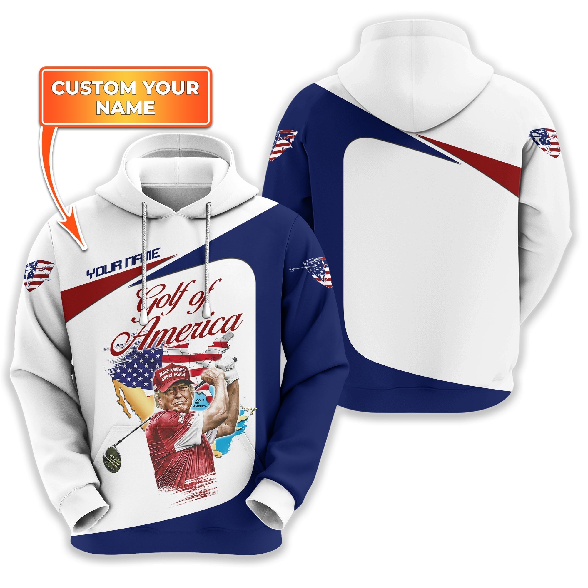 Trump Golf Of America Custom Men's Golf Polo ShirtGolfing Apparel, Gift For Golfers, US 250th Anniversary Golf Shirt