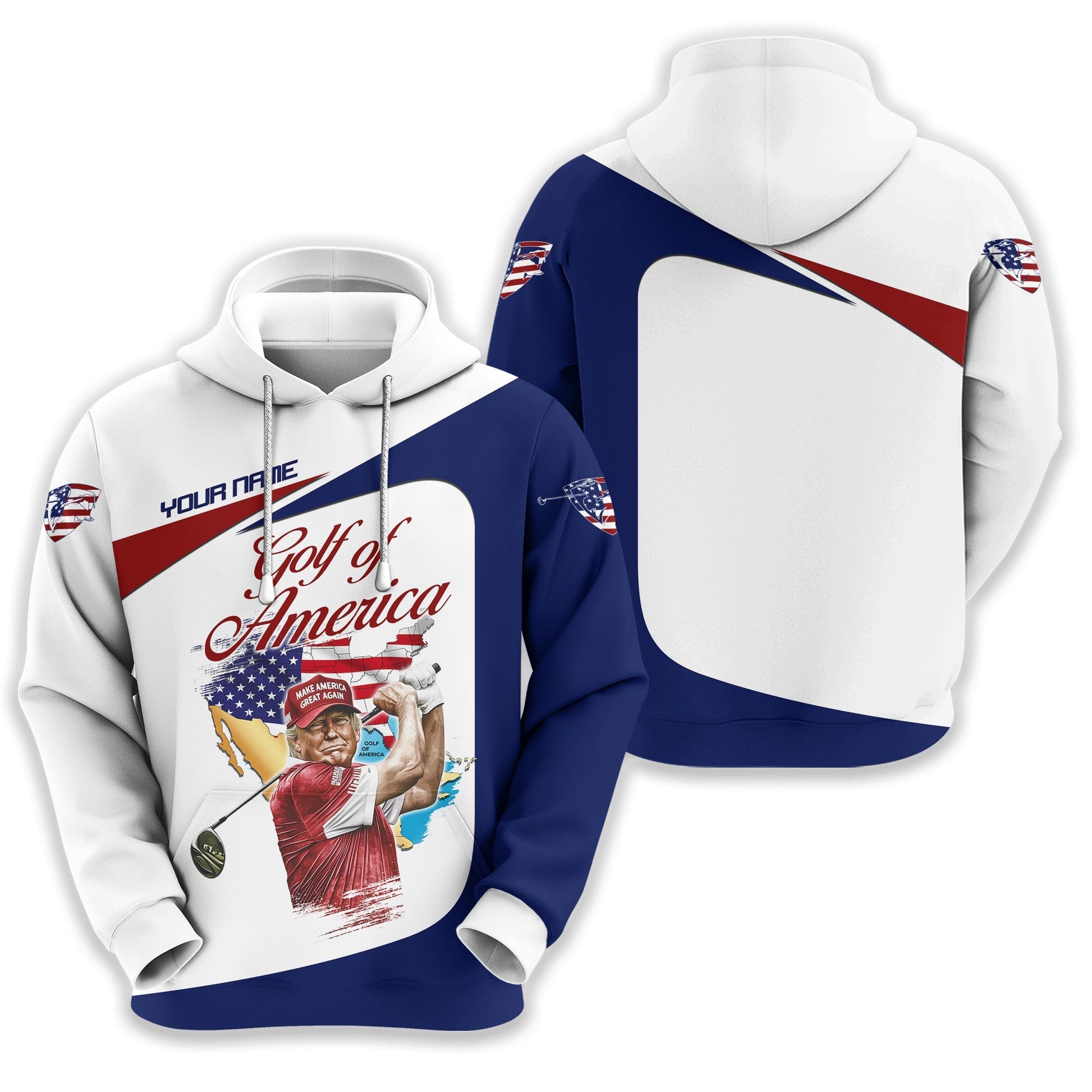 Trump Golf Of America Custom Men's Golf Polo ShirtGolfing Apparel, Gift For Golfers, US 250th Anniversary Golf Shirt
