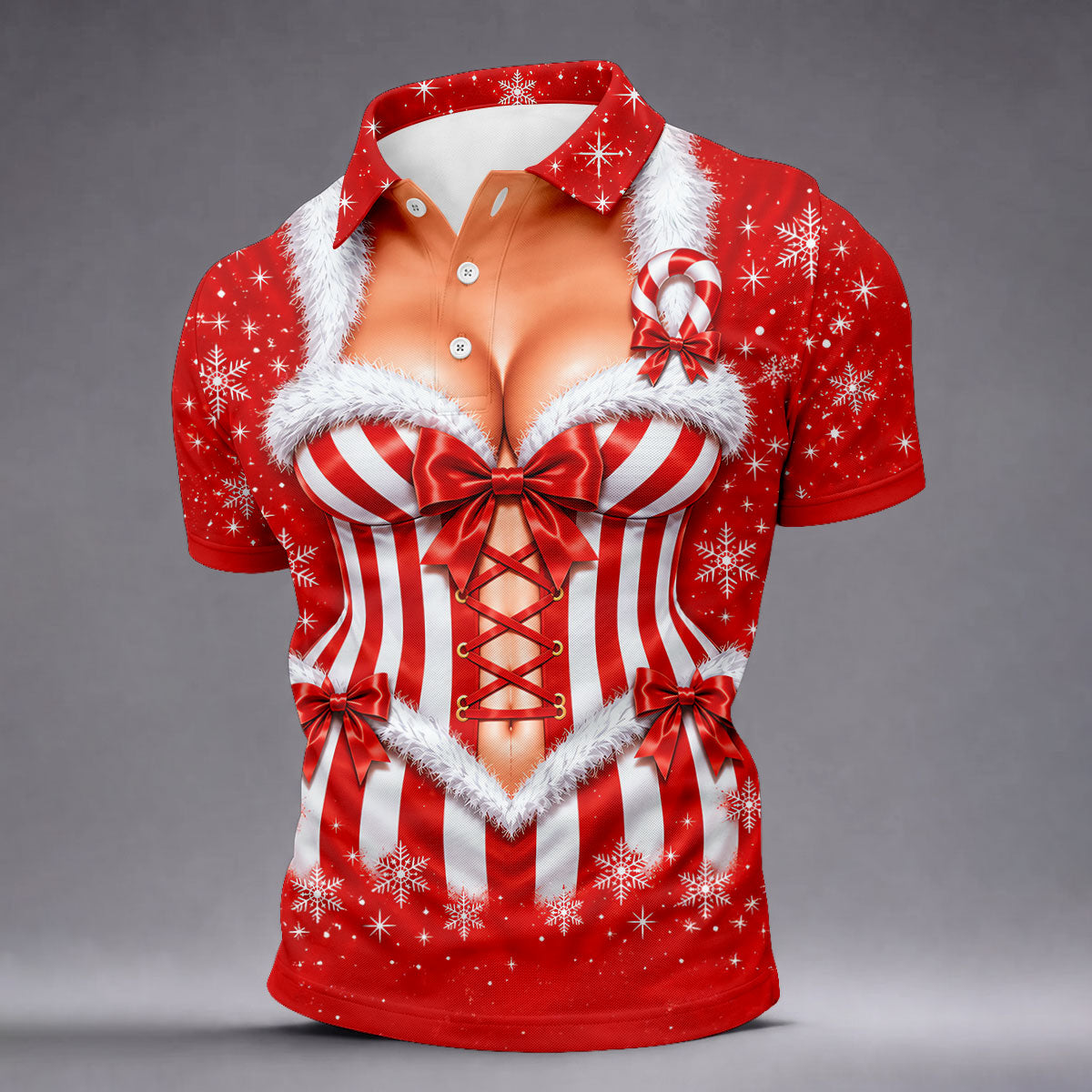 Candy Cane Corset Christmas Golf Shirt, Golf Gifts For Men, Funny Mens Golf Shirts