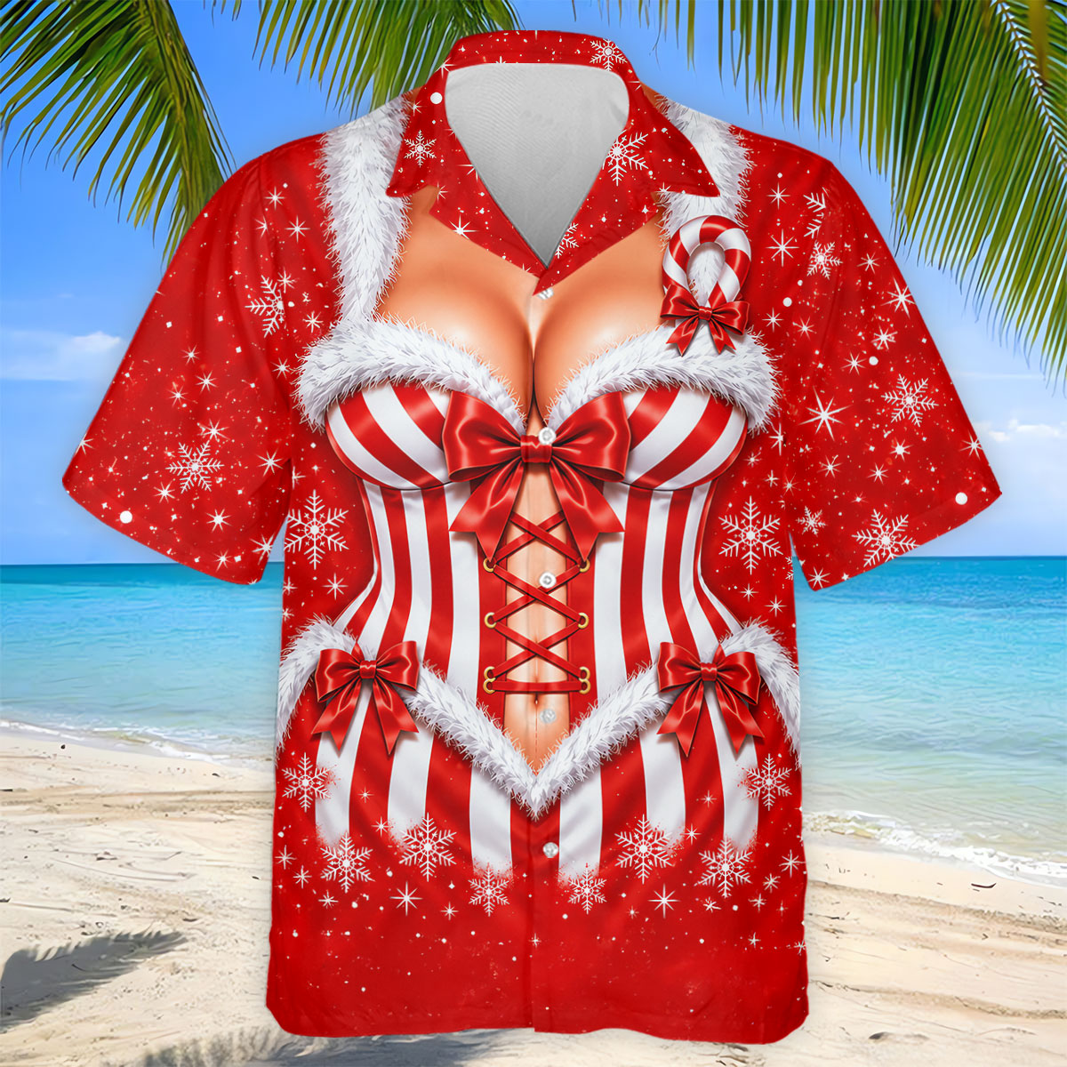 Candy Cane Corset Christmas Golf Shirt, Golf Gifts For Men, Funny Mens Golf Shirts