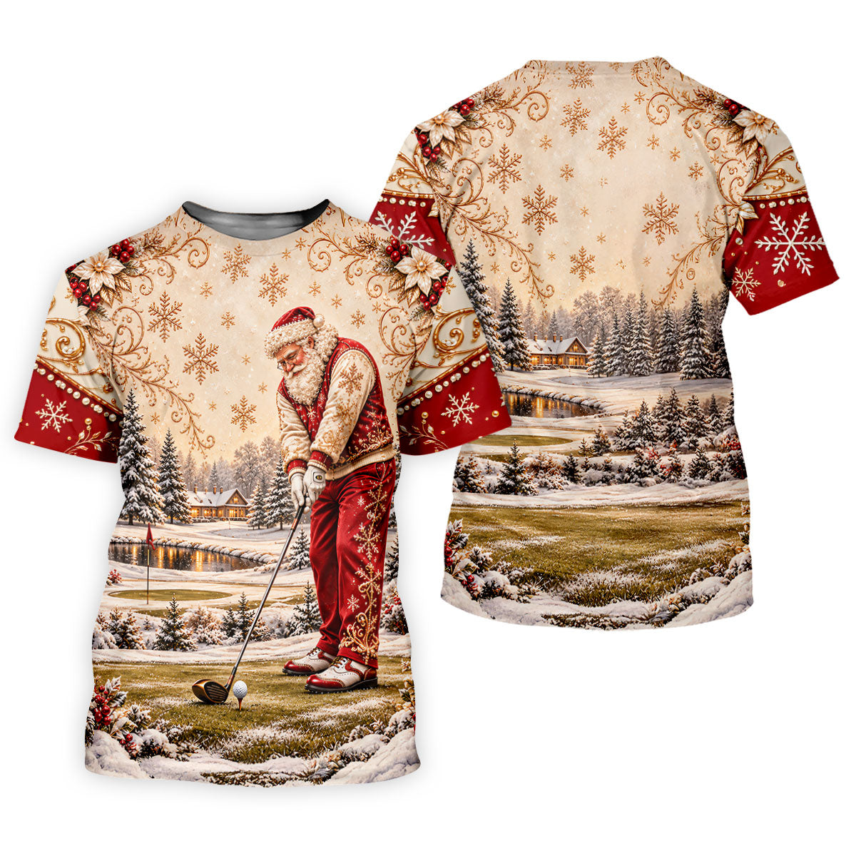 Vintage Santa Winter Christmas Golf Shirt, Golf Gifts For Men, Mens Golf Apparel