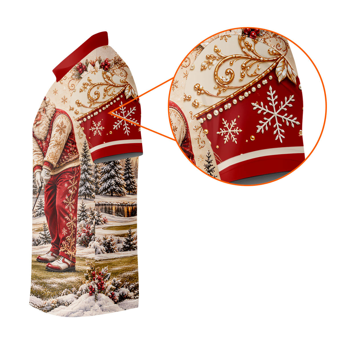 Vintage Santa Winter Christmas Golf Shirt, Golf Gifts For Men, Mens Golf Apparel