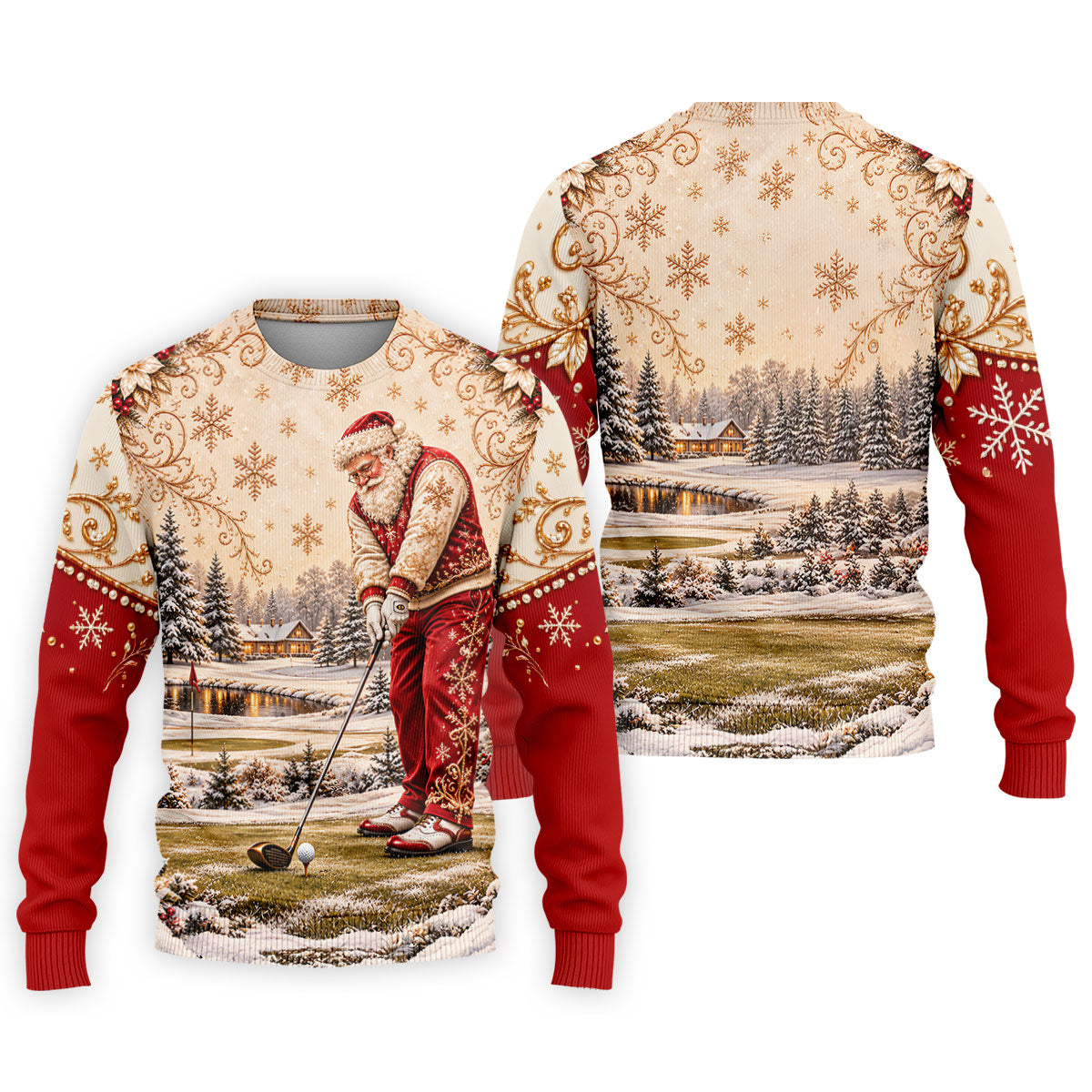 Vintage Santa Winter Christmas Golf Shirt, Golf Gifts For Men, Mens Golf Apparel