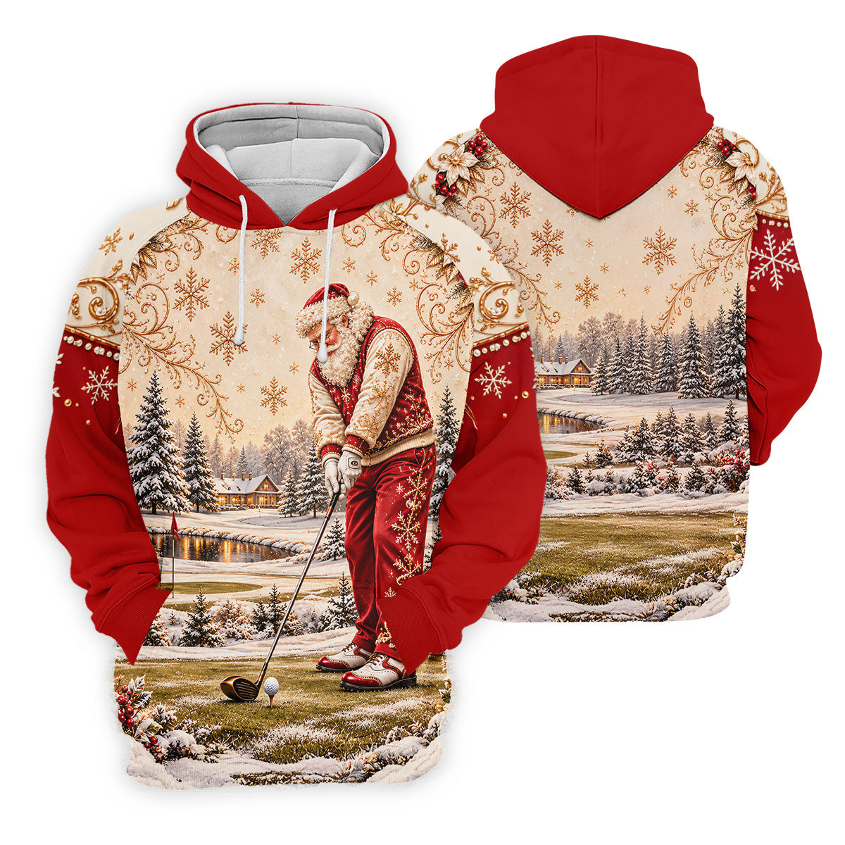 Vintage Santa Winter Christmas Golf Shirt, Golf Gifts For Men, Mens Golf Apparel