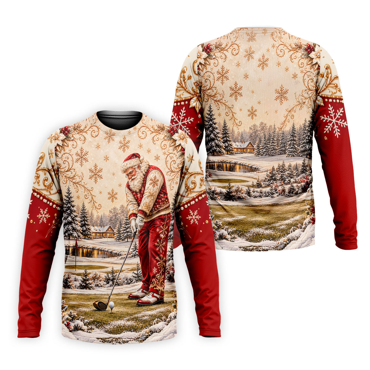 Vintage Santa Winter Christmas Golf Shirt, Golf Gifts For Men, Mens Golf Apparel