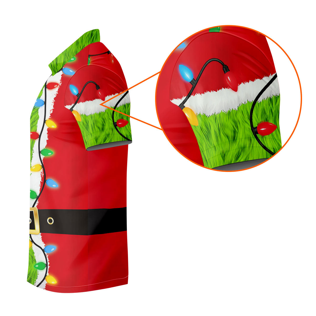 Green Furry Santa Suit Christmas Golf Shirt, Golf Shirts For Men, Golf Polo For Men