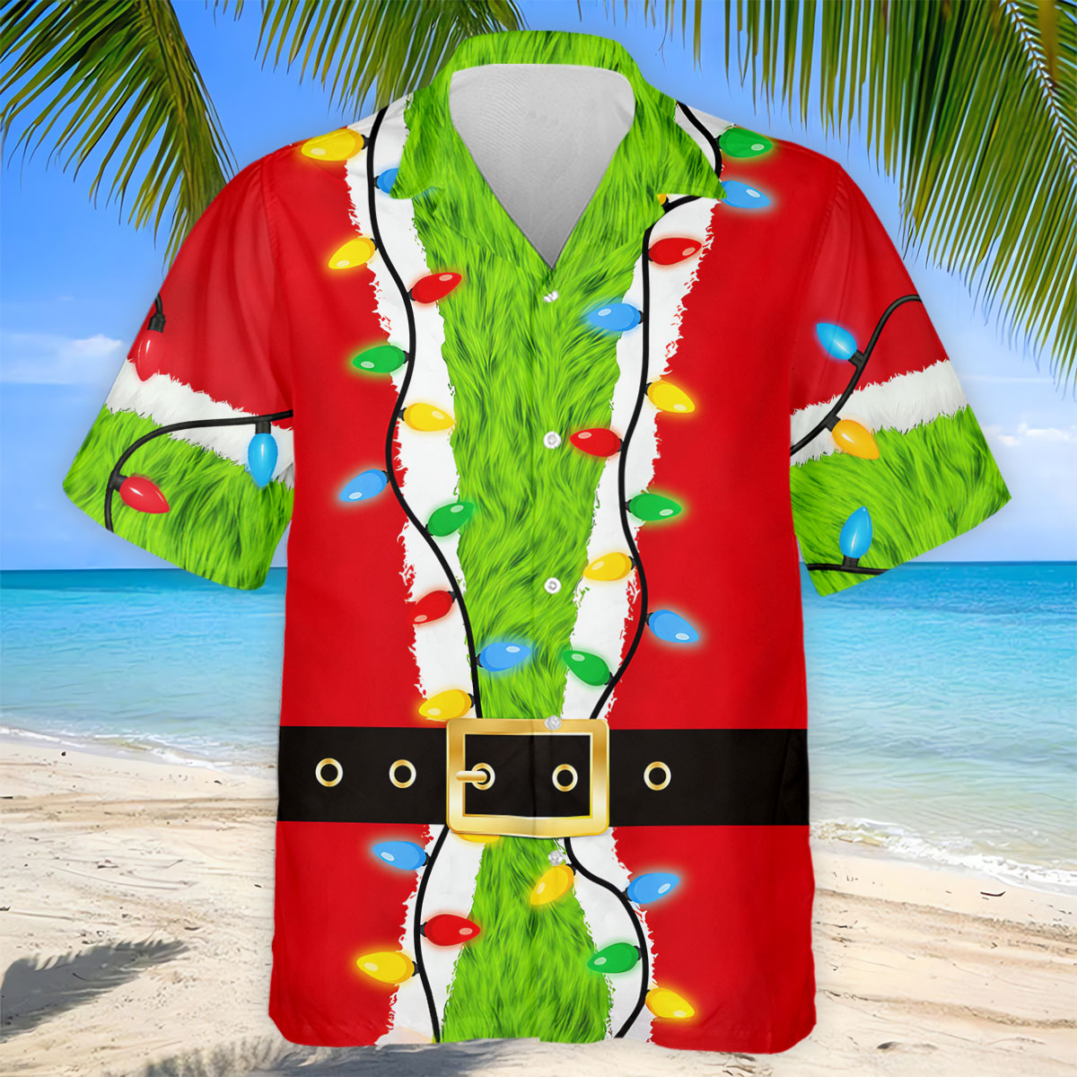 Green Furry Santa Suit Christmas Golf Shirt, Golf Shirts For Men, Golf Polo For Men