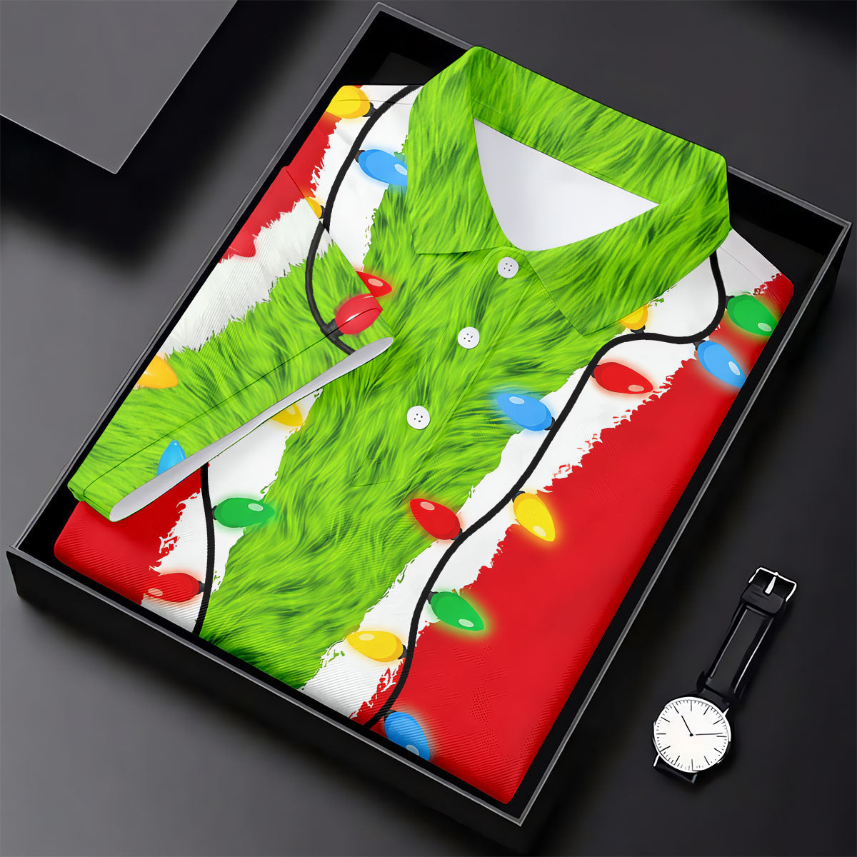 Green Furry Santa Suit Christmas Golf Shirt, Golf Shirts For Men, Golf Polo For Men