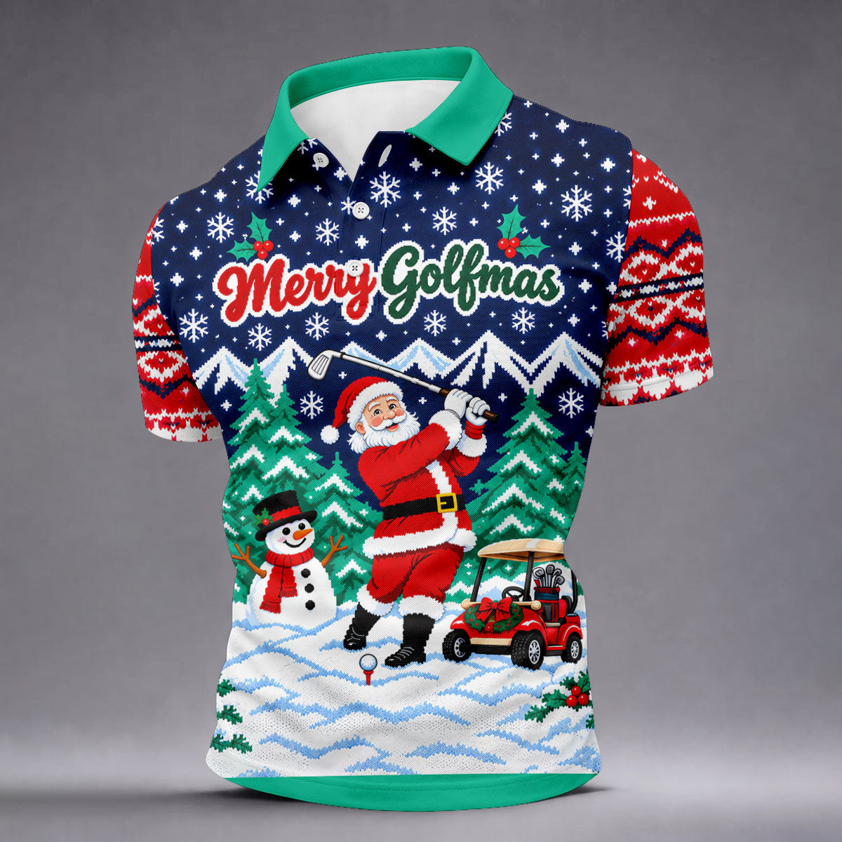 Merry Golfmas Santa Christmas Golf Shirt, Golf Shirts For Men, Mens Golf Clothing