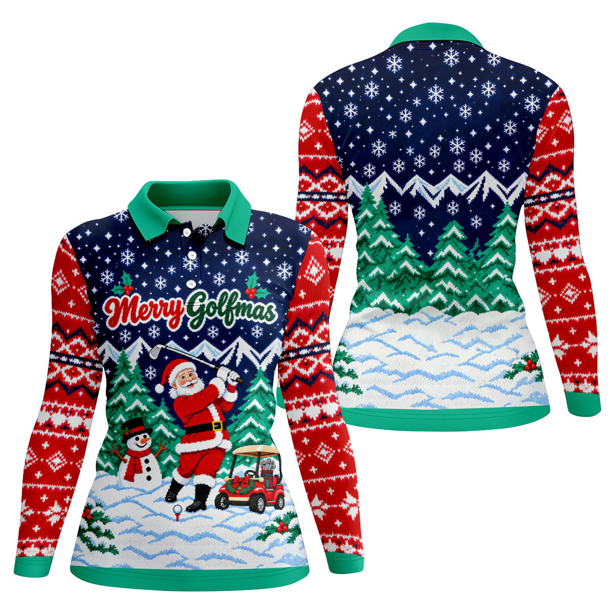 Merry Golfmas Santa Christmas Golf Shirt, Womens Golf Tops, Golf Shirts For Women