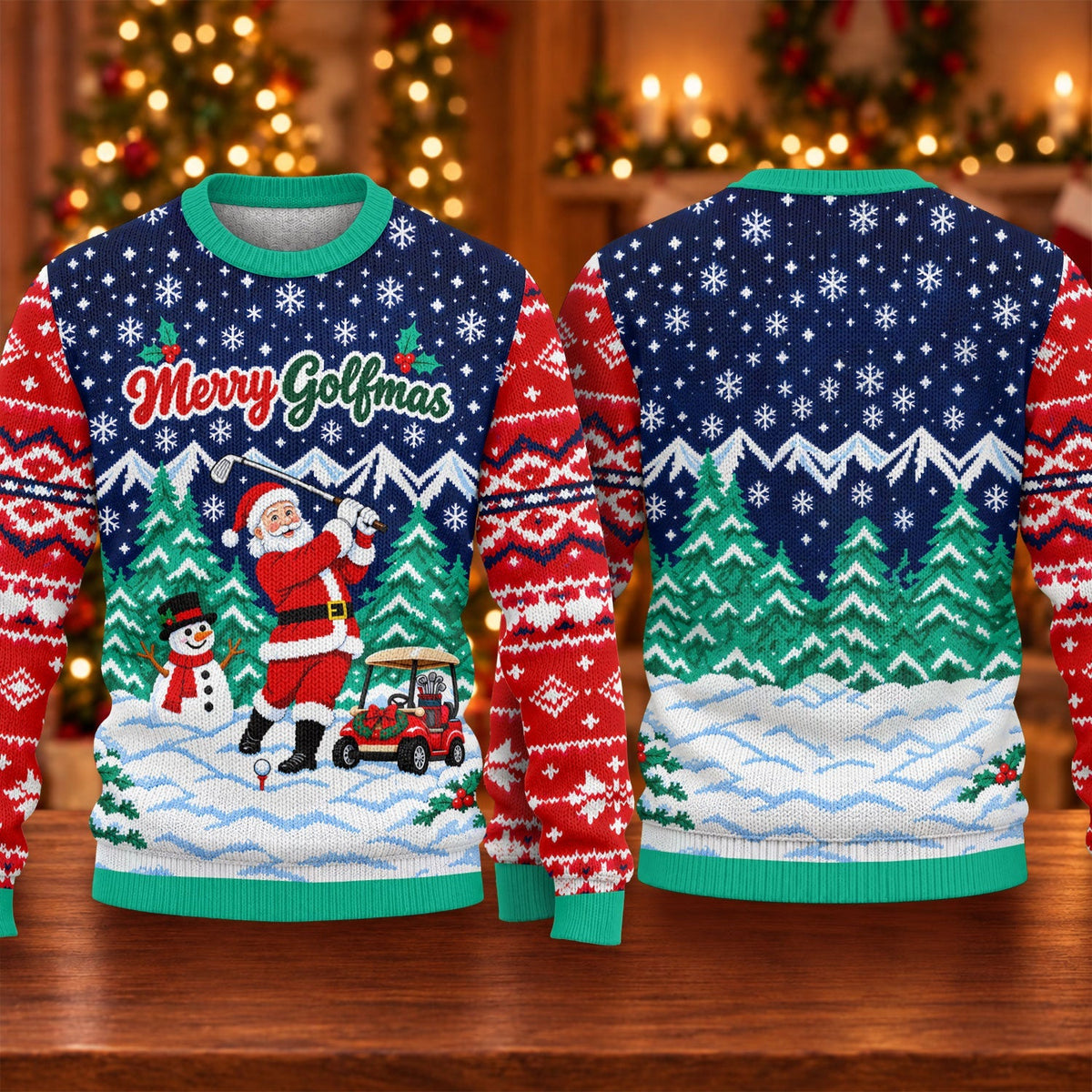 Merry Golfmas Santa Ugly Christmas Sweater, Ugly Sweater Party, Funny Holiday Sweater