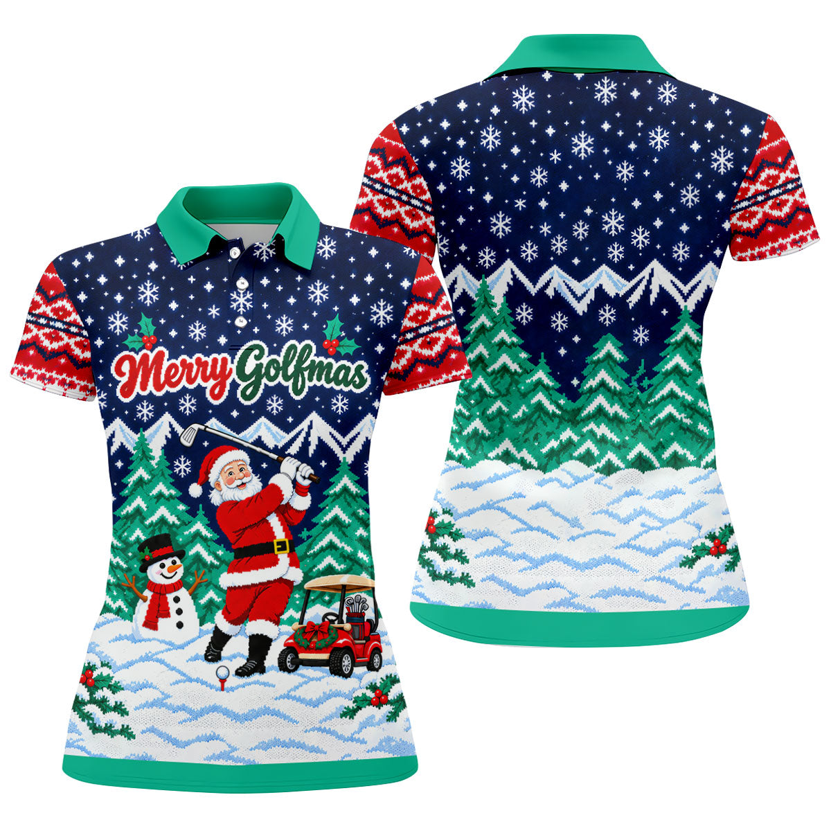 Merry Golfmas Santa Christmas Golf Shirt, Womens Golf Tops, Golf Shirts For Women