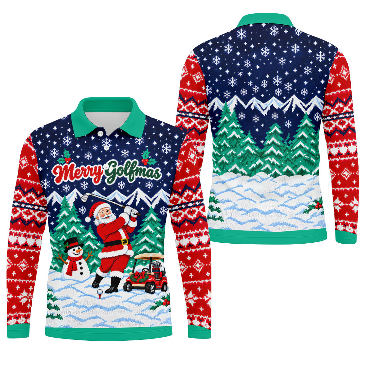 Merry Golfmas Santa Christmas Golf Shirt, Golf Shirts For Men, Mens Golf Clothing