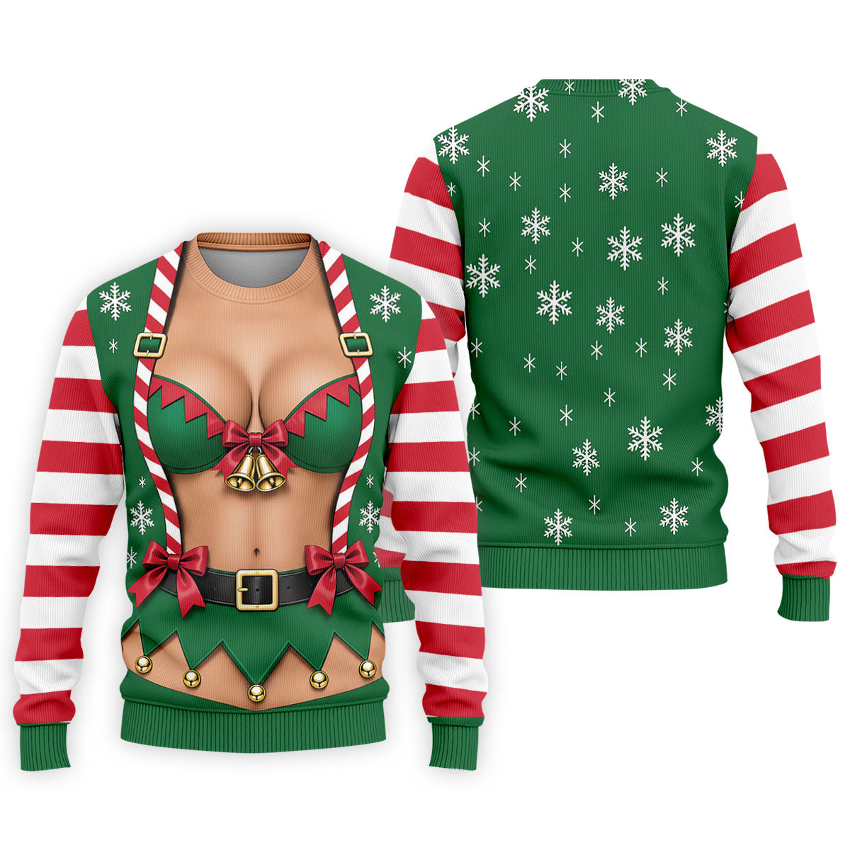 Green Elf Bikini Christmas Golf Polo, Golf Shirts For Men, Long Sleeve Polo Shirts