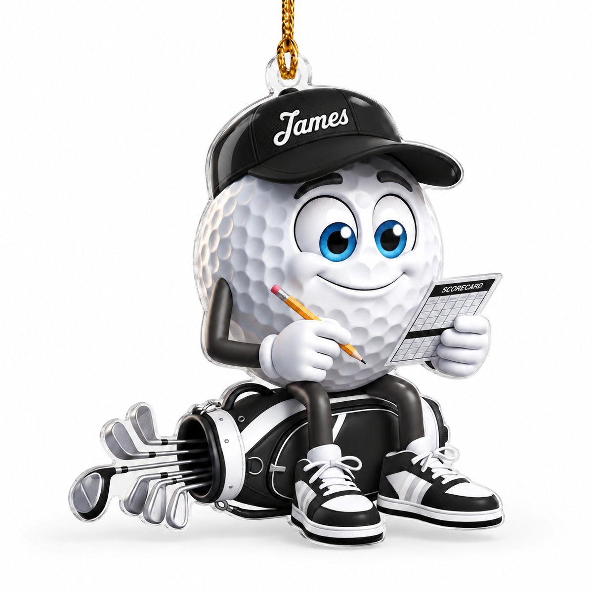 Custom Name Golf Scorecard Acrylic Ornament, Christmas Ornaments, Holiday Keepsake
