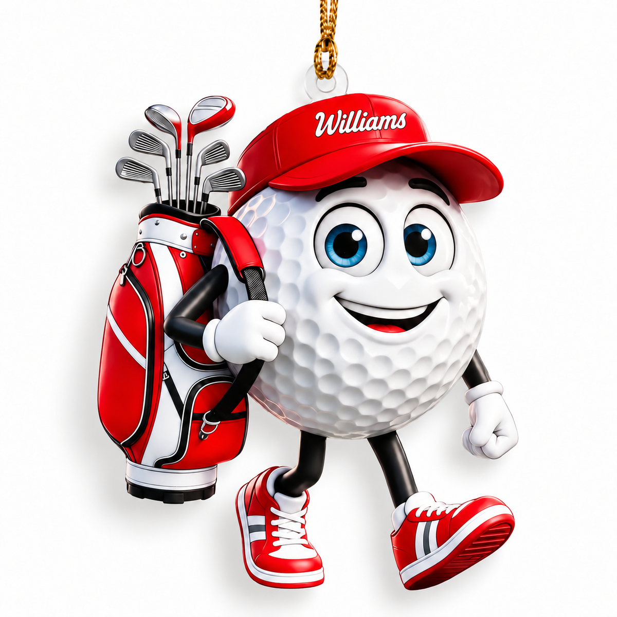 Custom Name Walking Golf Ball Acrylic Ornament, Christmas Tree Decor, Golfer Gifts