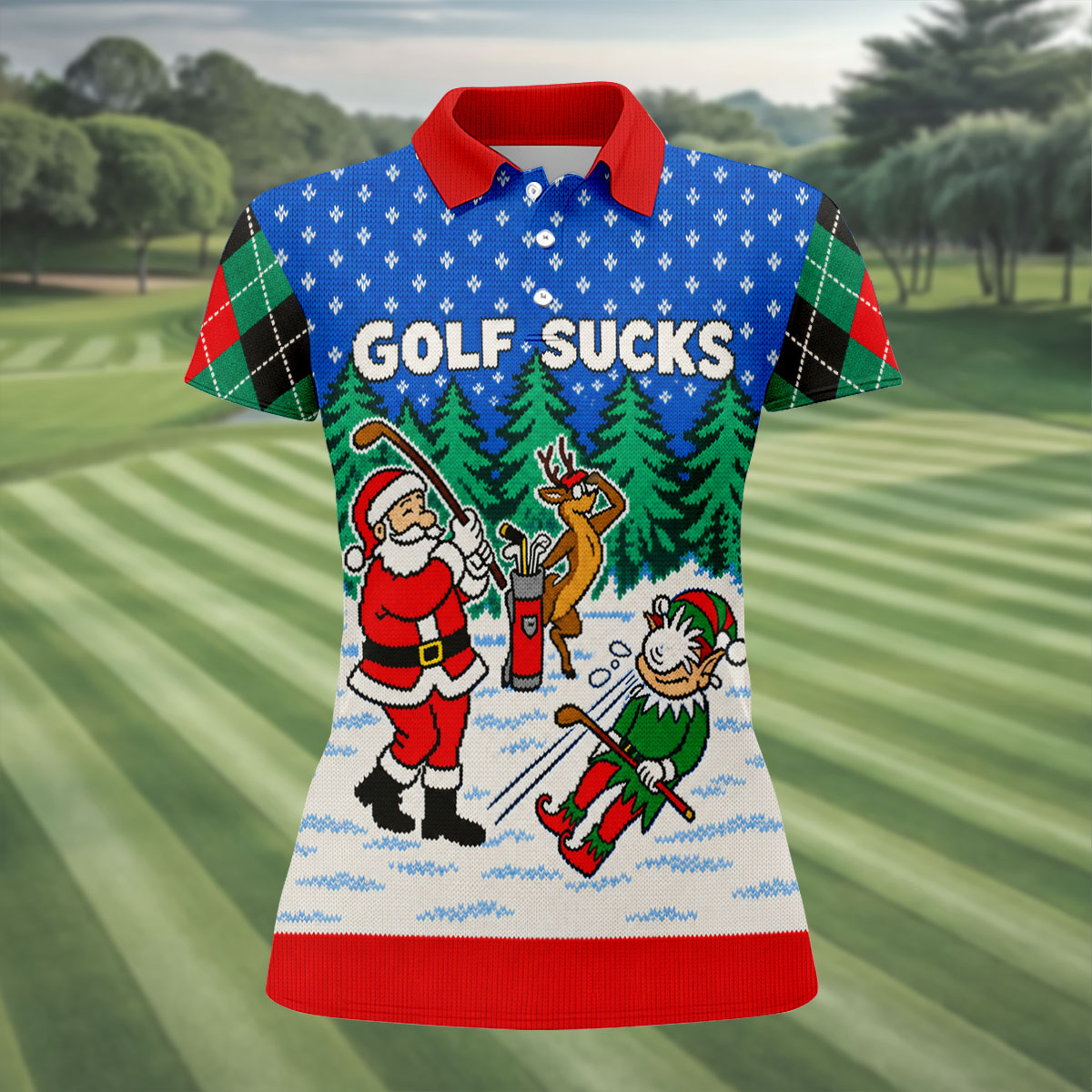Golf Sucks Santa Christmas Golf Shirt, Womens Golf Apparel, Golf Shirts For Women