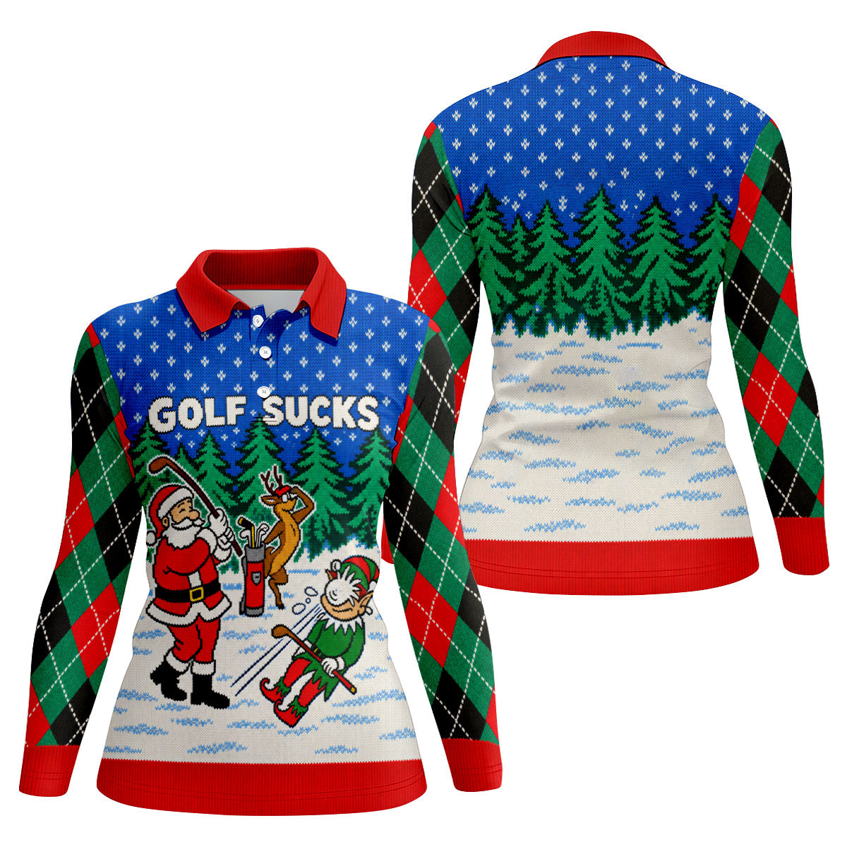Golf Sucks Santa Christmas Golf Shirt, Womens Golf Apparel, Golf Shirts For Women