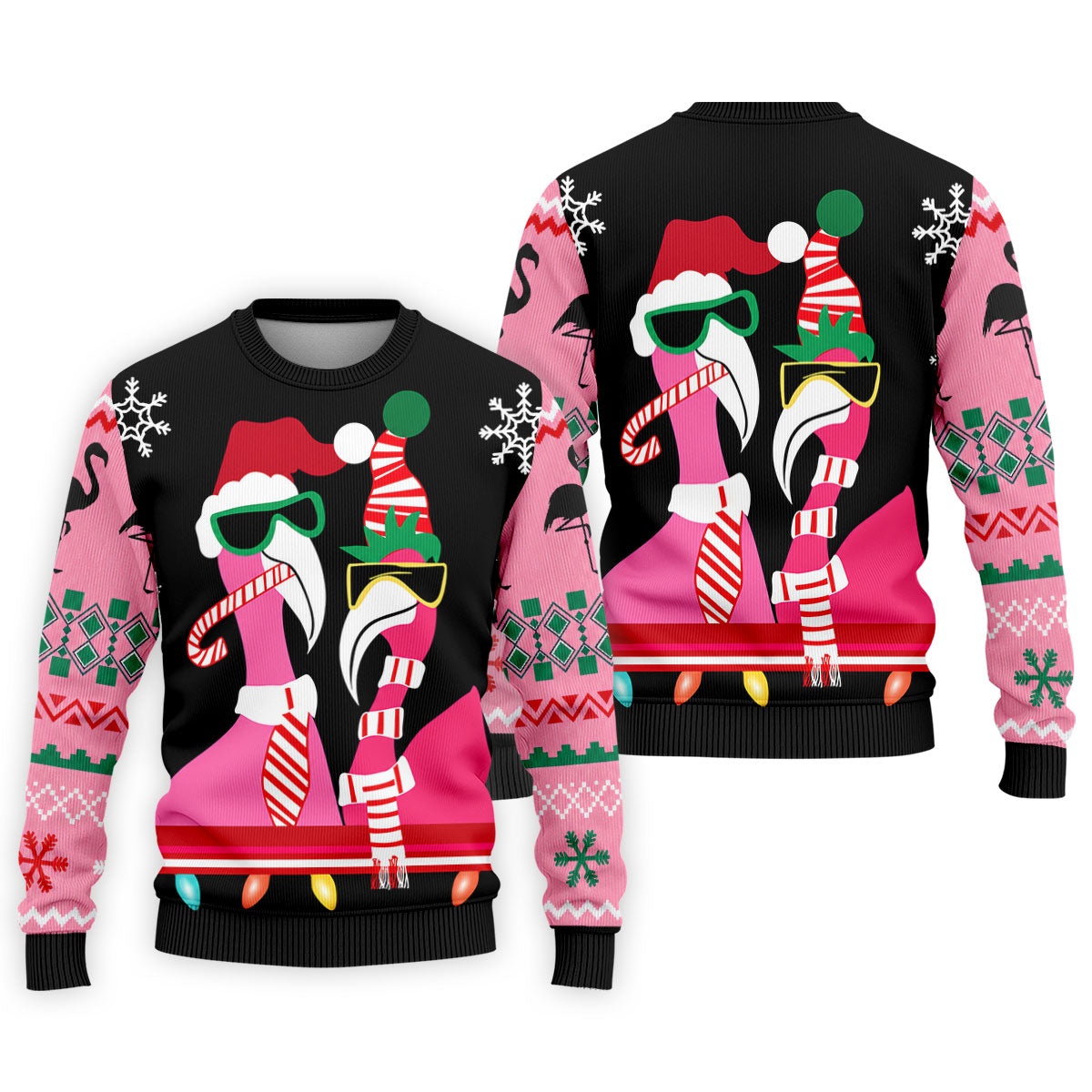 Pink Flamingo Christmas Pattern Golf Shirt, Mens Golf Polo, Golf Shirts For Men