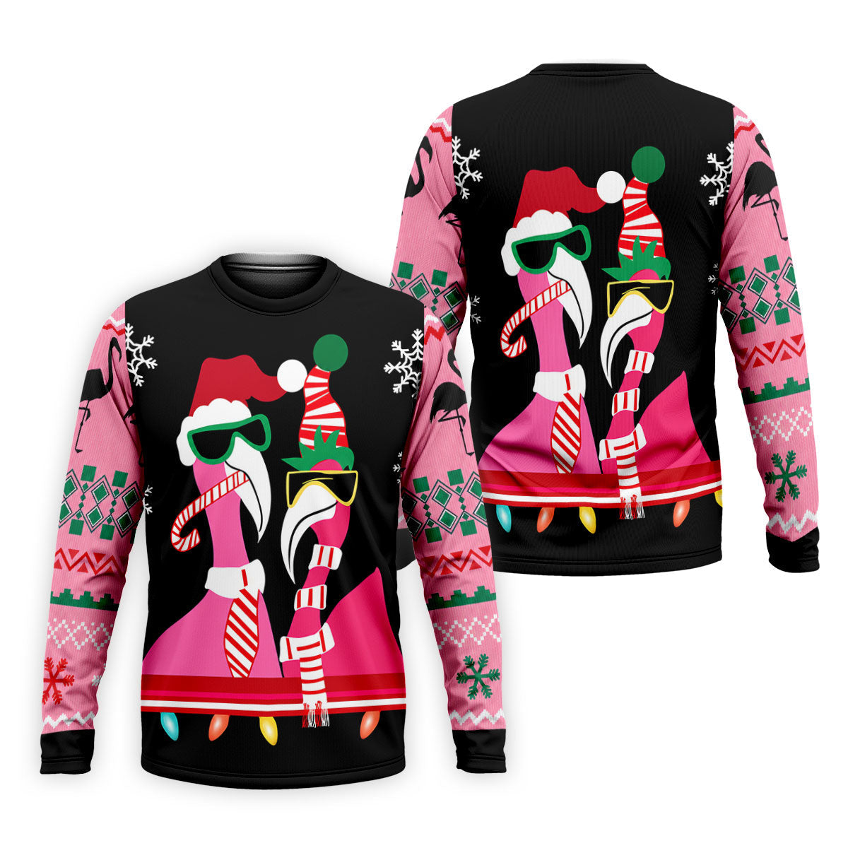 Pink Flamingo Christmas Pattern Golf Shirt, Mens Golf Polo, Golf Shirts For Men