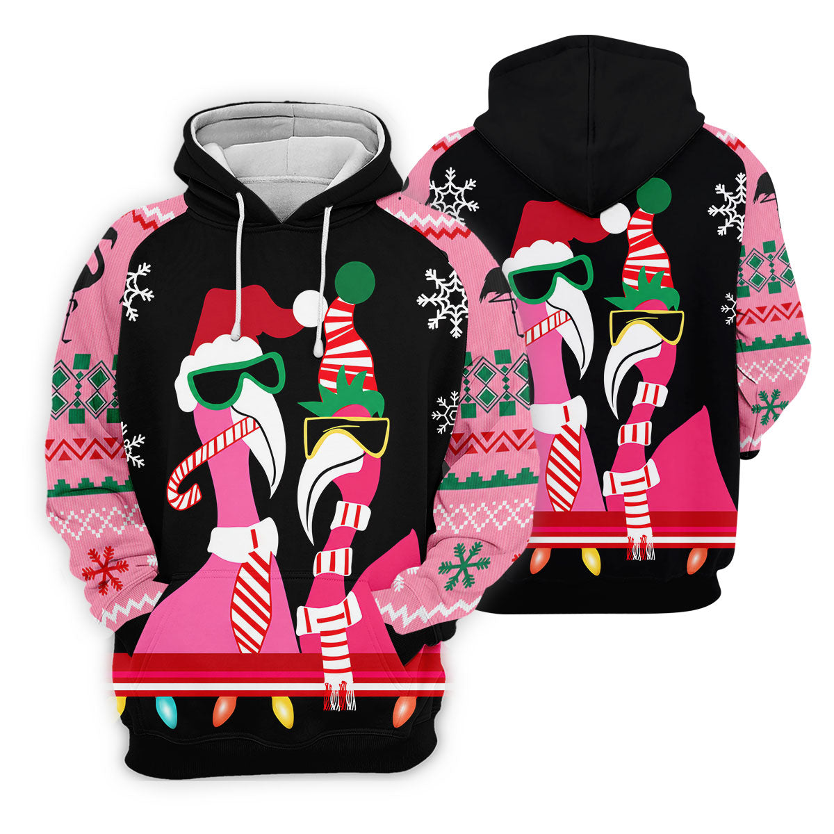 Pink Flamingo Christmas Pattern Golf Shirt, Mens Golf Polo, Golf Shirts For Men