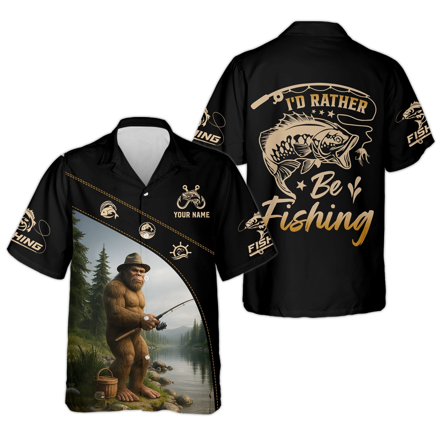 I'd Rather Be Fishing, Bigfoot Fishing SPF Shirt, Fishing Jersey, Gift For Fisherman