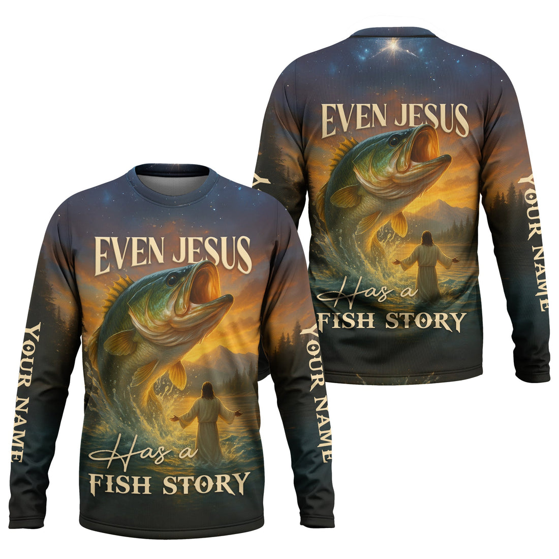 Even Jesus Had a Fish Story, Fishing Funny Shirt, Fishing UV Shirts, SPF Shirts For Men, Hooded Sun Shirt