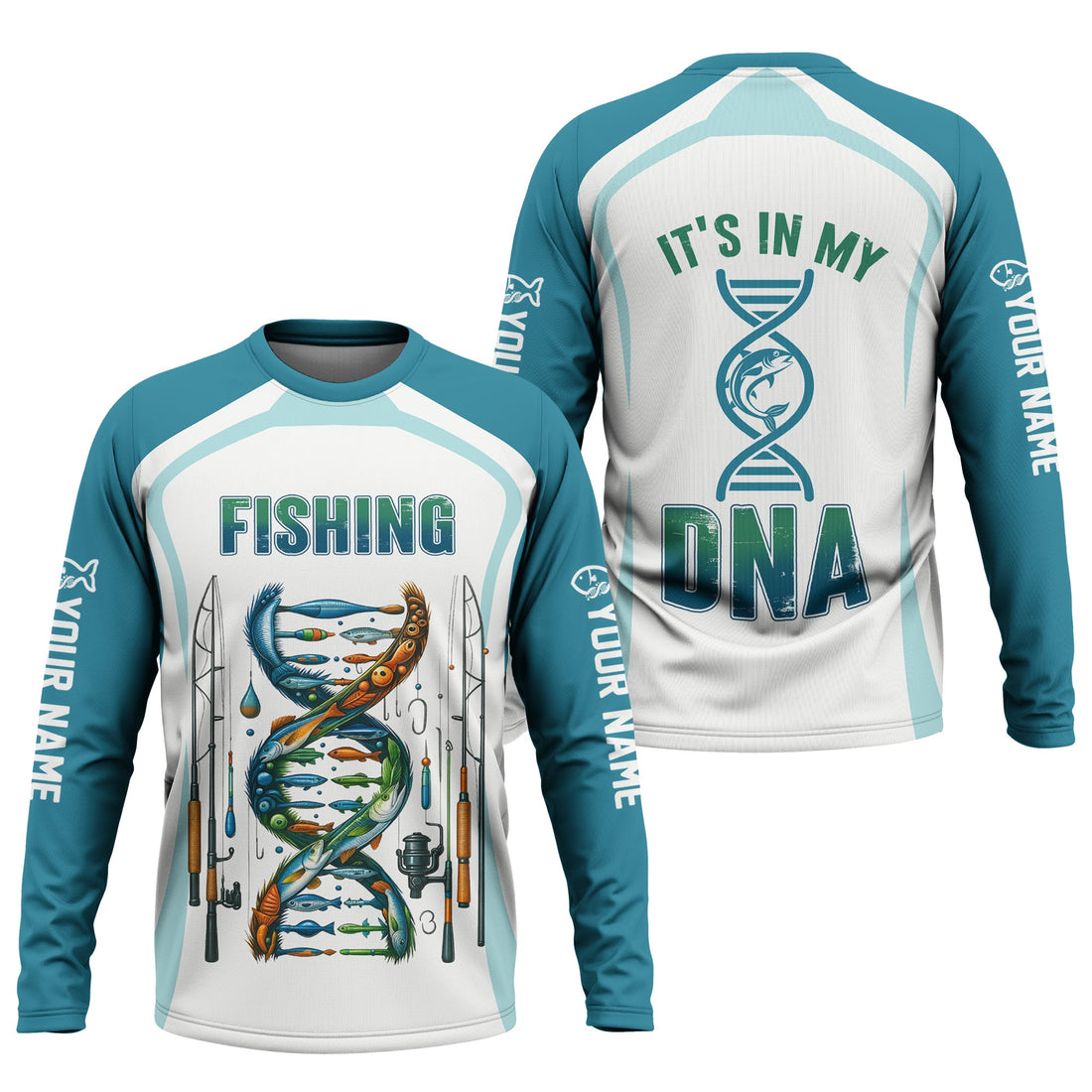 Its In My DNA Fishing Shirt, Fishing Funny Shirt, Long Sleeve Sun Shirts, Gift For Fisherman