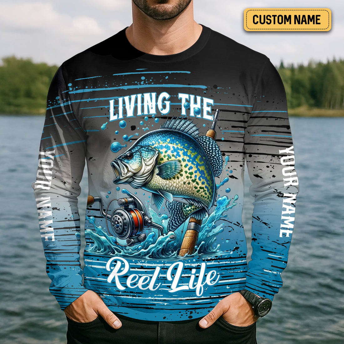 Living The Reel Life UPF Fishing Shirts, Long Sleeve Fishing Shirts, Funny Fishing Shirt, Gag Gifts For Men