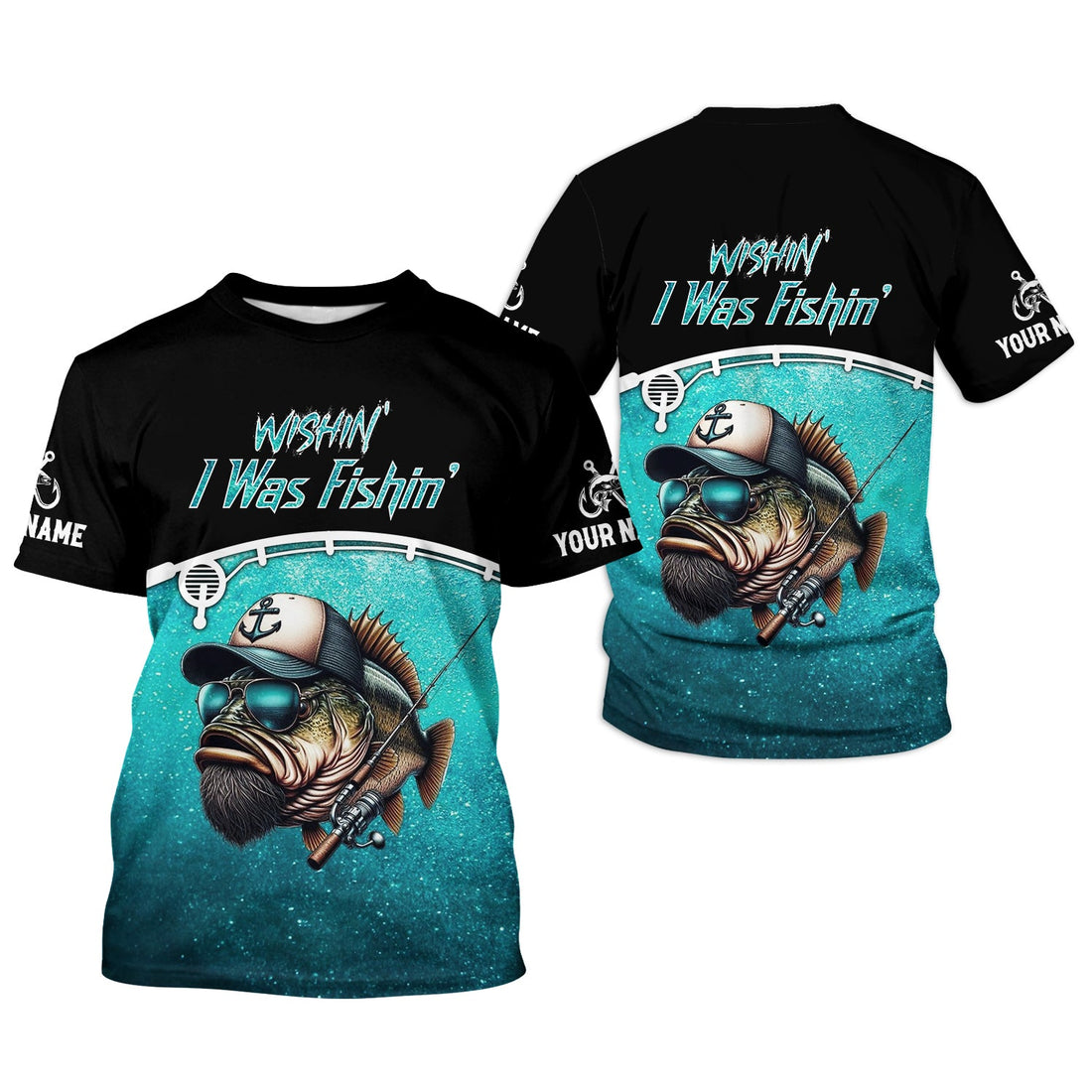Wishin I Was Fishin UV Shirts For Men, Long Sleeve Fishing Shirts, Fishing UPF Shirts, Funny Fishing Shirt