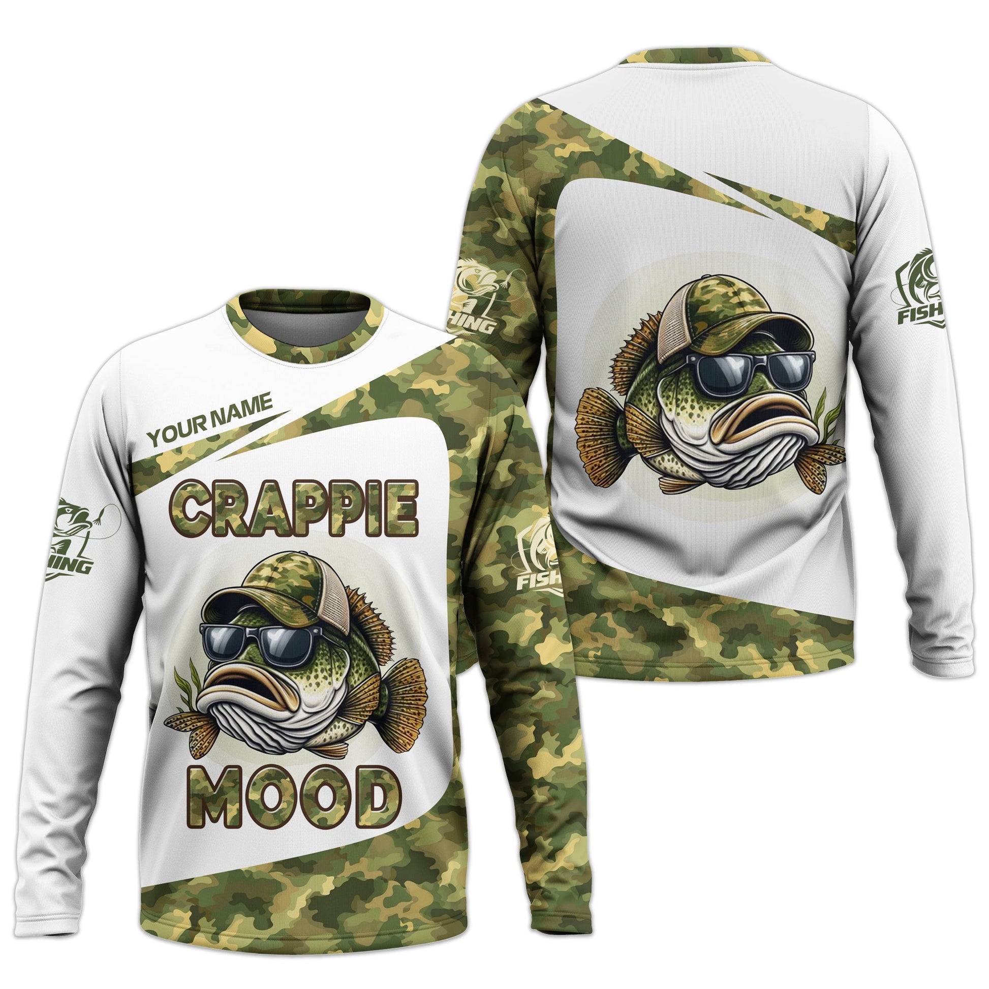 Crappie Mood Camo Fishing Shirt,  SPF Shirts For Men, Gag Gifts For Men, Men Long Sleeve Shirt