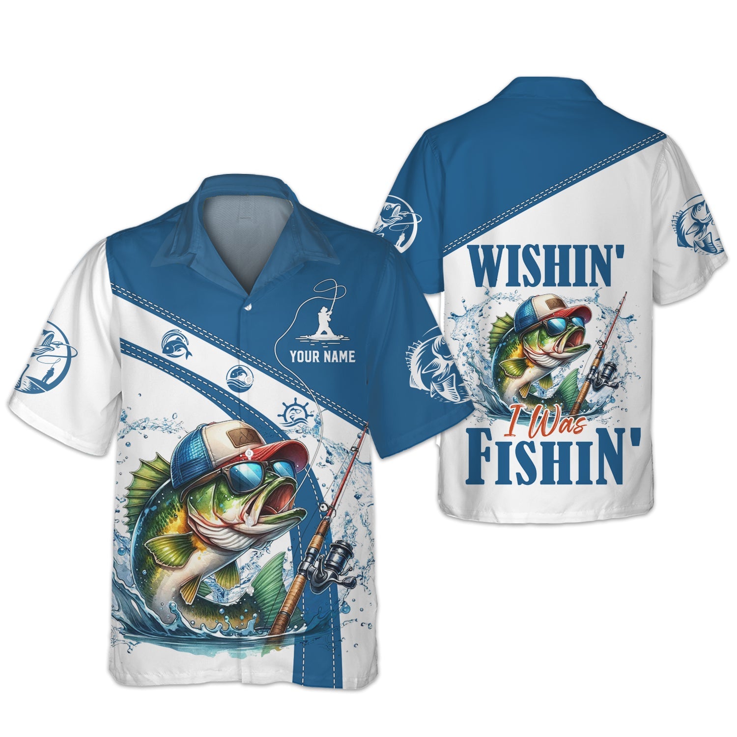 Wishin I Was Fishin, SPF Shirts For Men, Funny Fishing Shirt, Men Long Sleeve Shirt, Gift For Fisherman