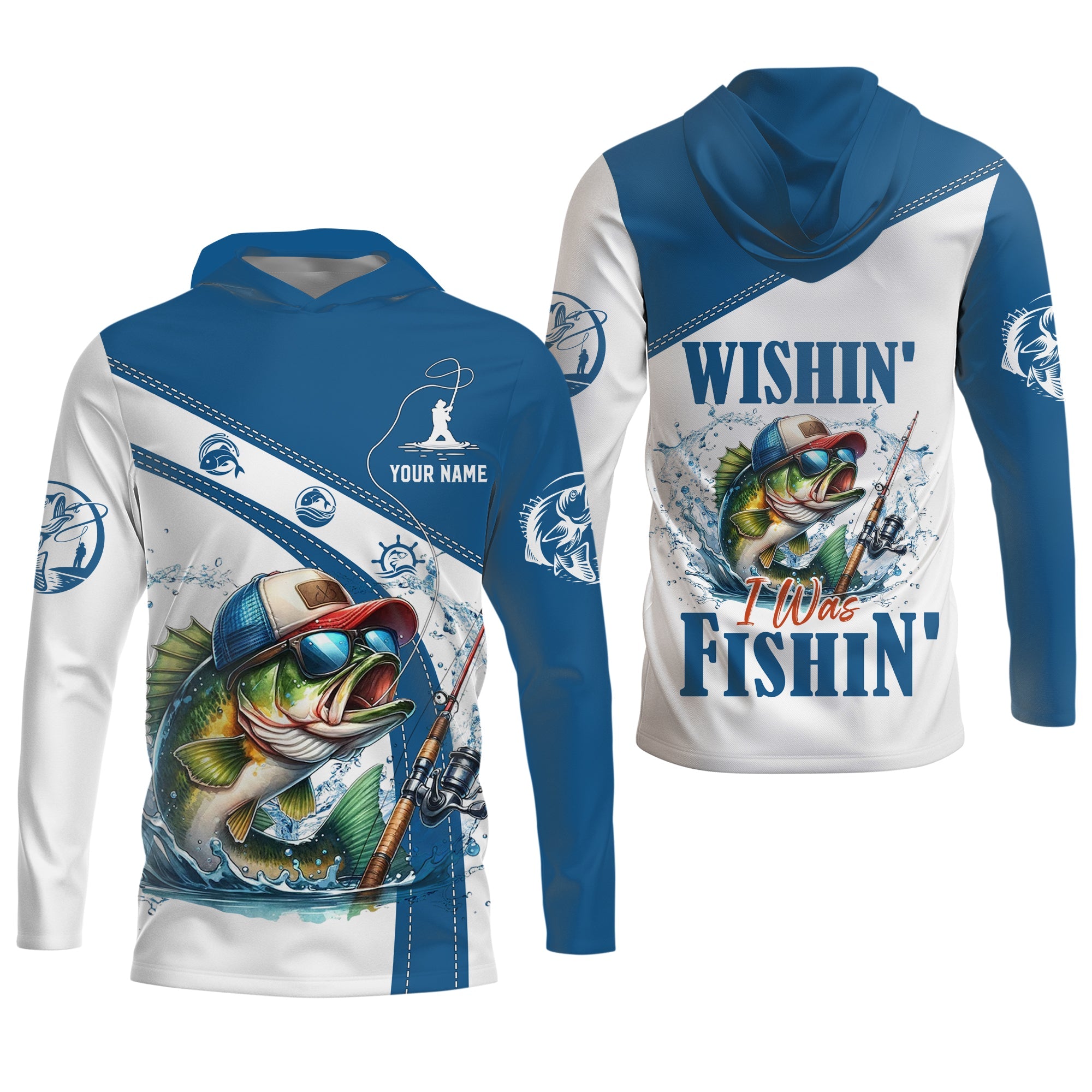 Wishin I Was Fishin, SPF Shirts For Men, Funny Fishing Shirt, Men Long Sleeve Shirt, Gift For Fisherman