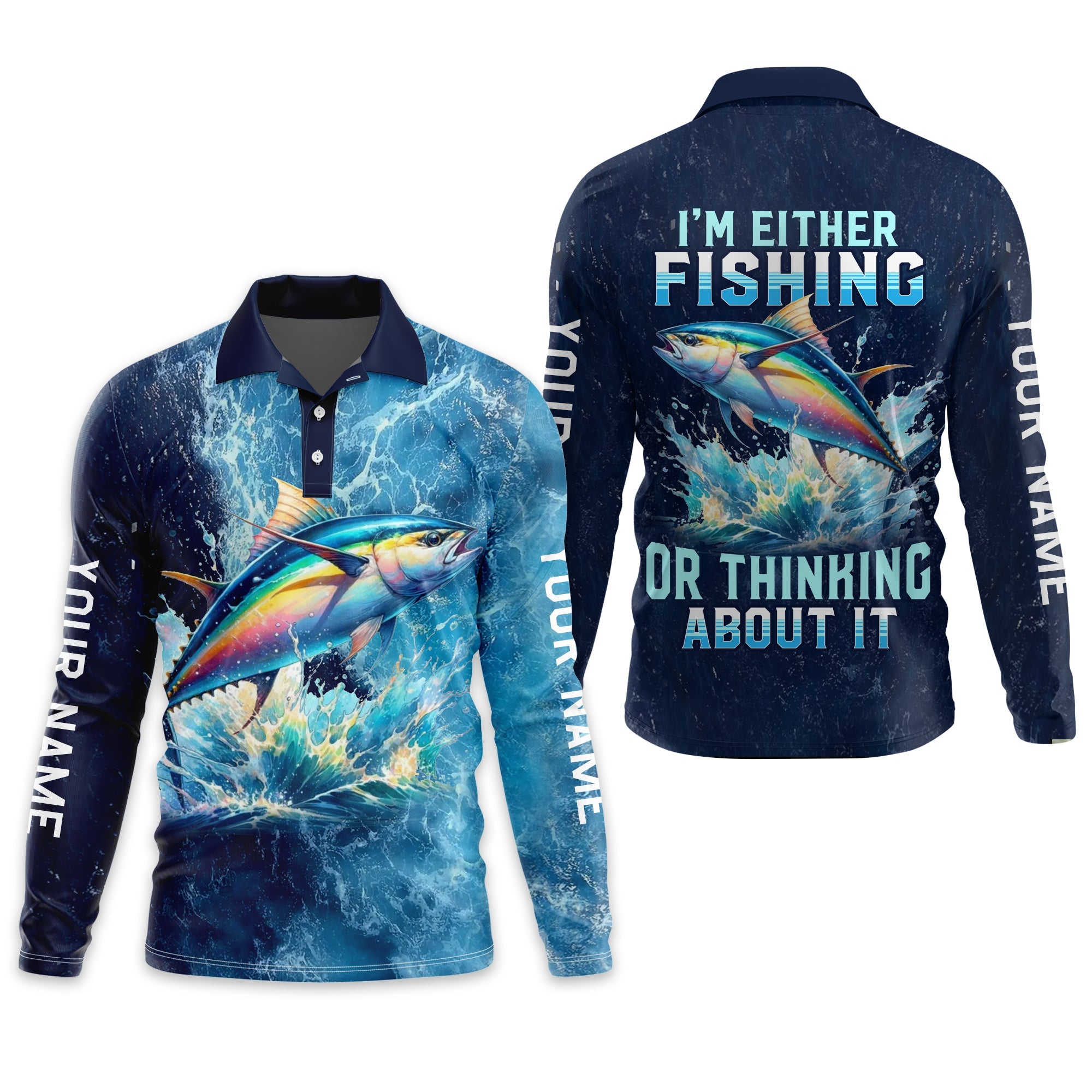 I'm Either Fishing Or Thinking About It Fishing Shirt, Fishing T-Shirts Funny, Long Sleeve Sun Shirt