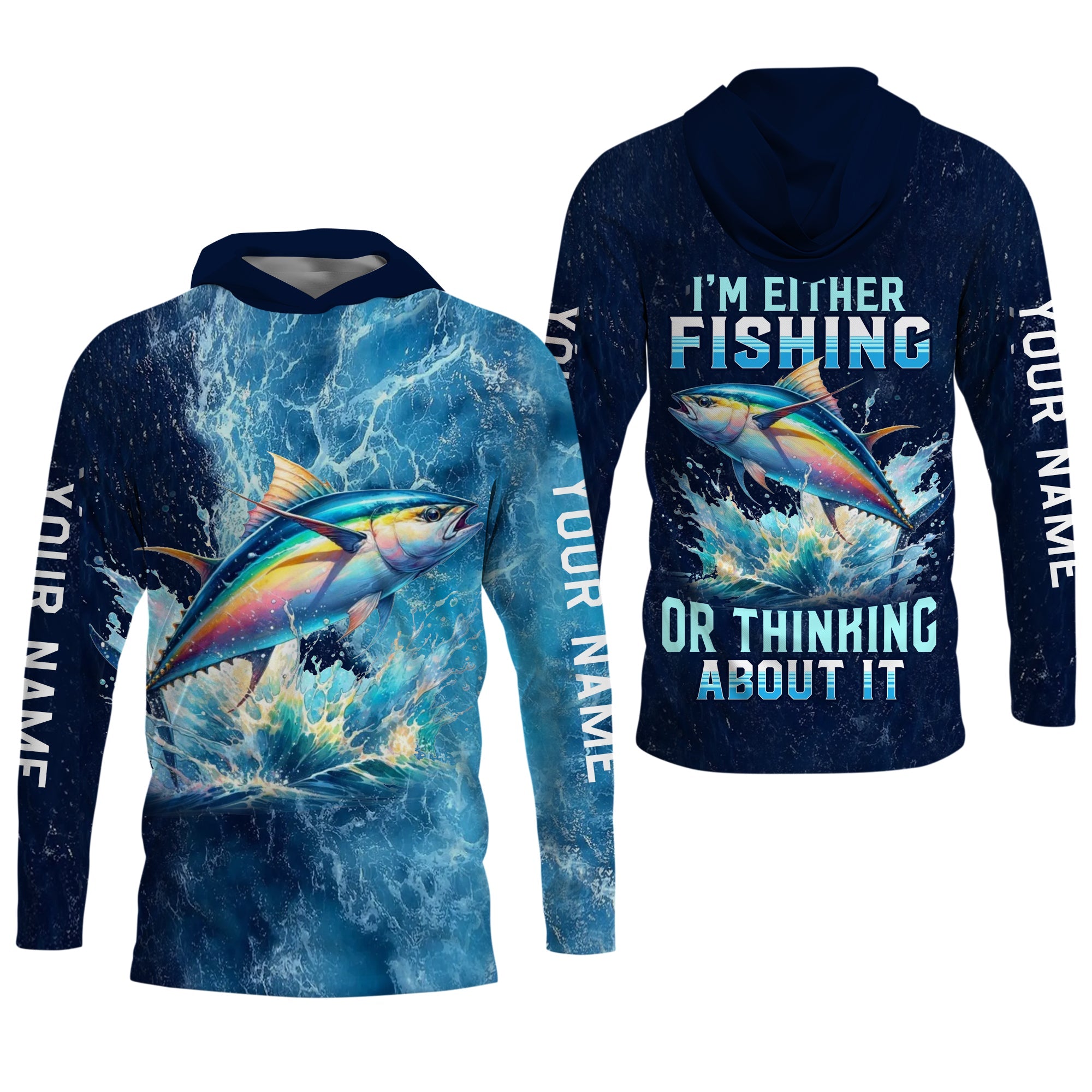 I'm Either Fishing Or Thinking About It Fishing Shirt, Fishing T-Shirts Funny, Long Sleeve Sun Shirt