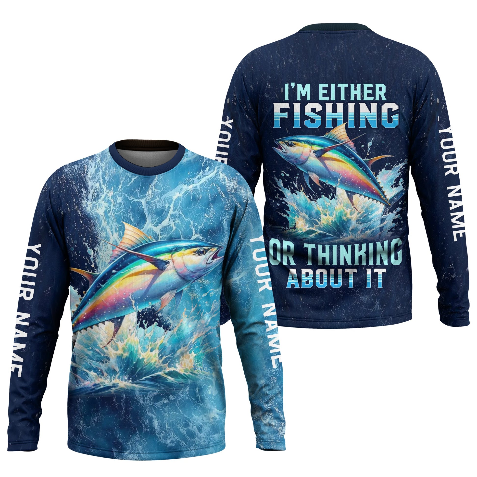 I'm Either Fishing Or Thinking About It Fishing Shirt, Fishing T-Shirts Funny, Long Sleeve Sun Shirt